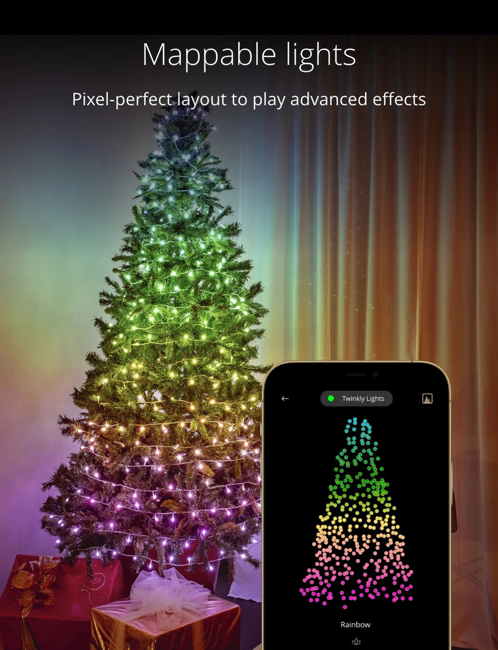 Twinkly PreLit Tree Appcontrolled 6Foot Christmas Tree 400 RGB LED