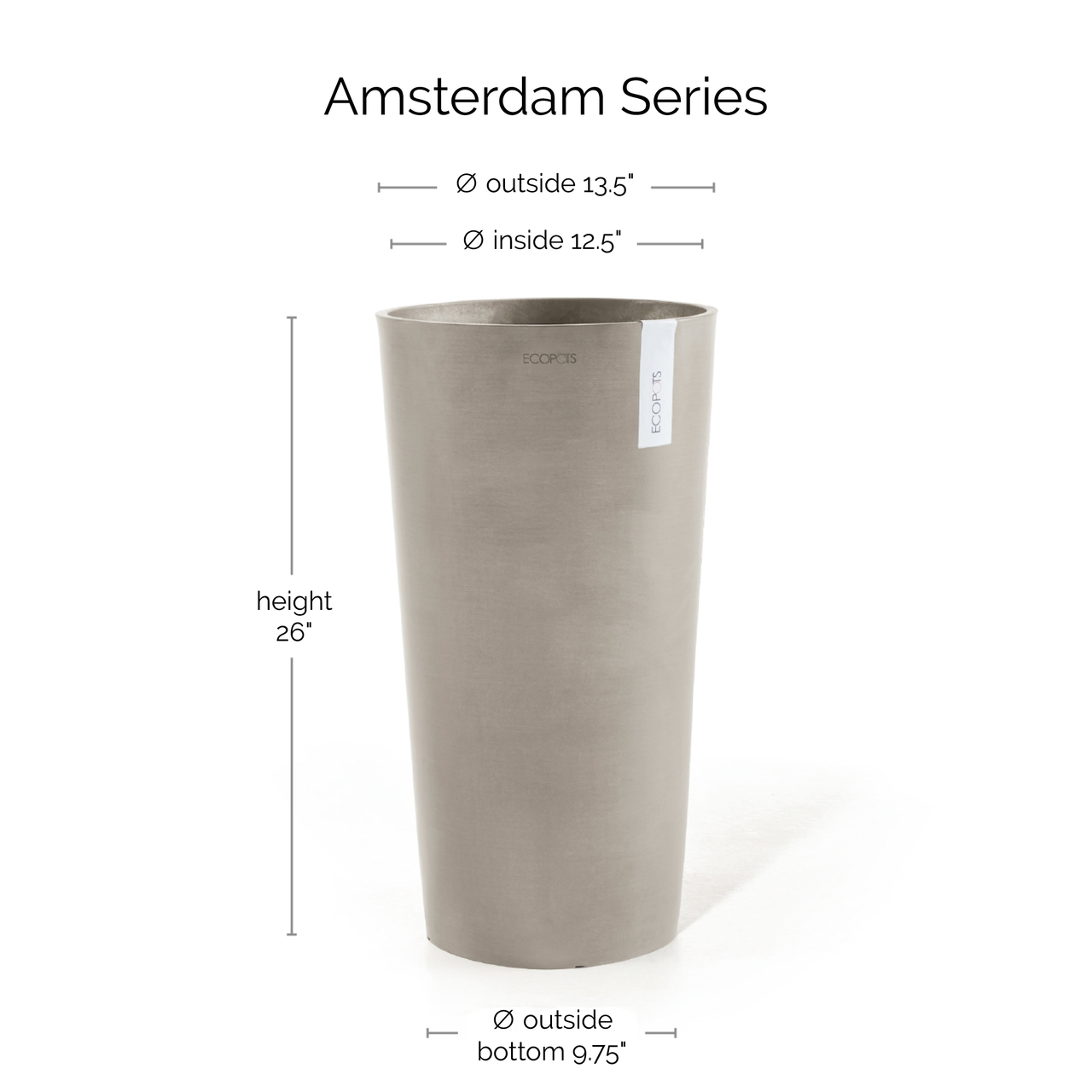 Ecopots Amsterdam Mid High Pot Planter, 26"