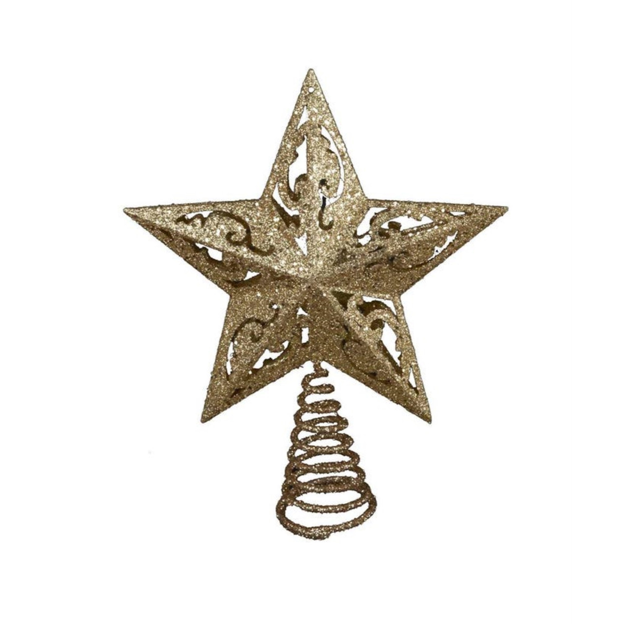 Kurt Adler Unlit Gold Glittered 5-Point Star Christmas Treetop - Thumbnail 2