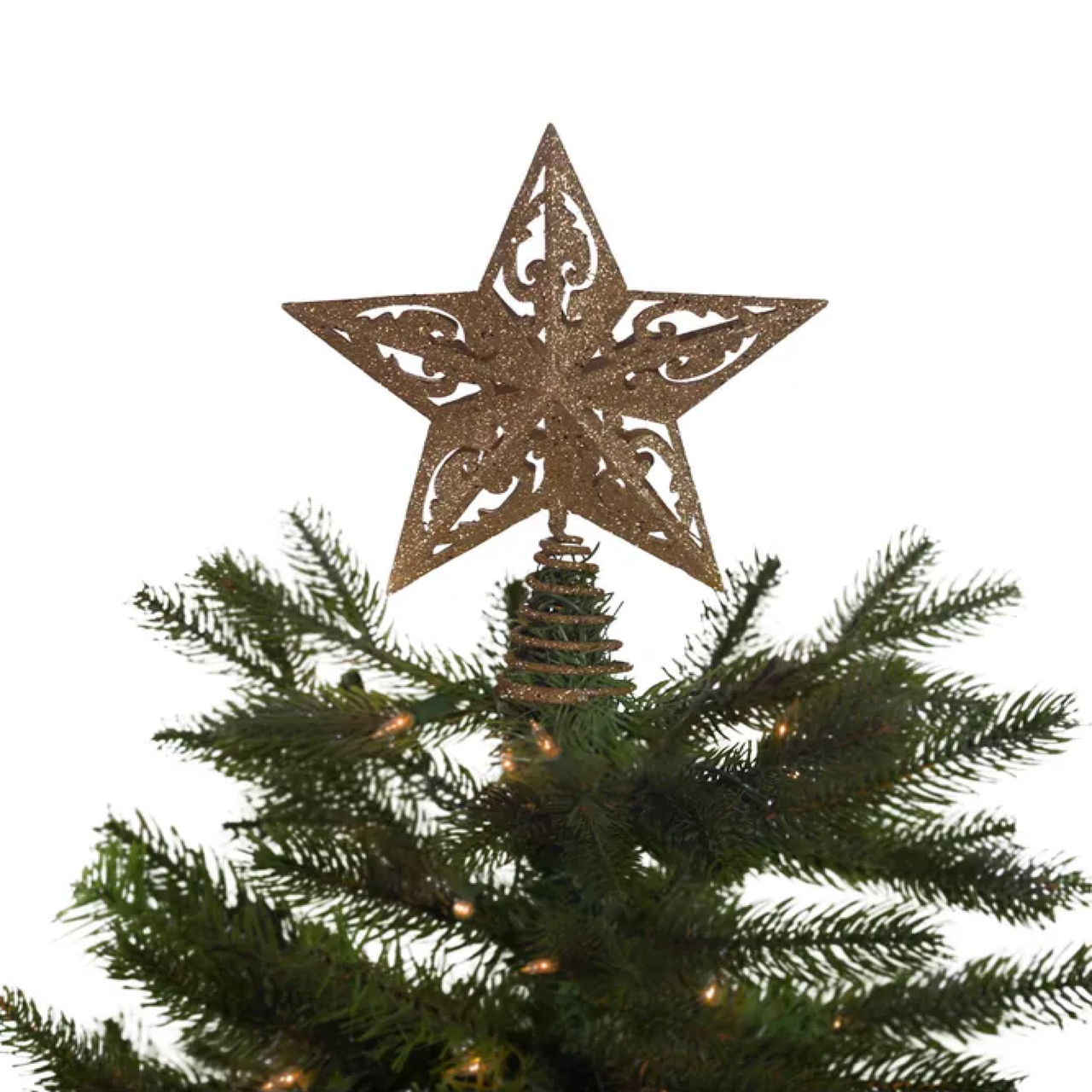 Kurt Adler Unlit Gold Glittered 5-Point Star Christmas Treetop - Thumbnail 5