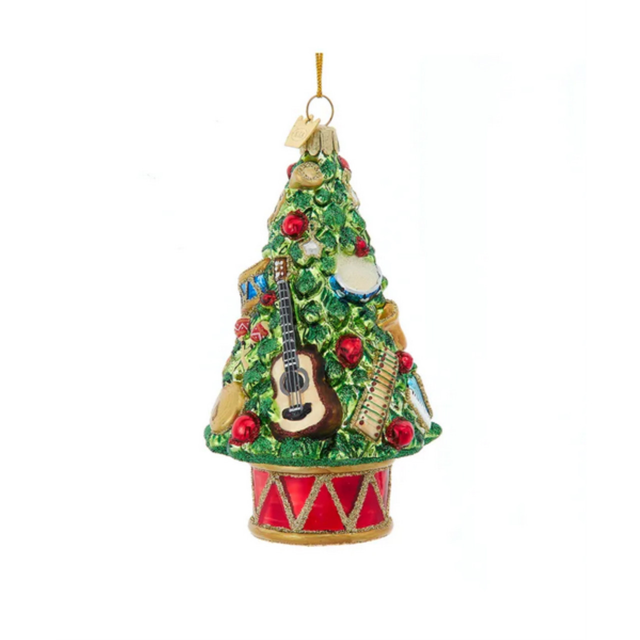 Kurt Adler Nobel Gems Glass Ornament, Christmas Tree with Musical Instruments - Thumbnail 2