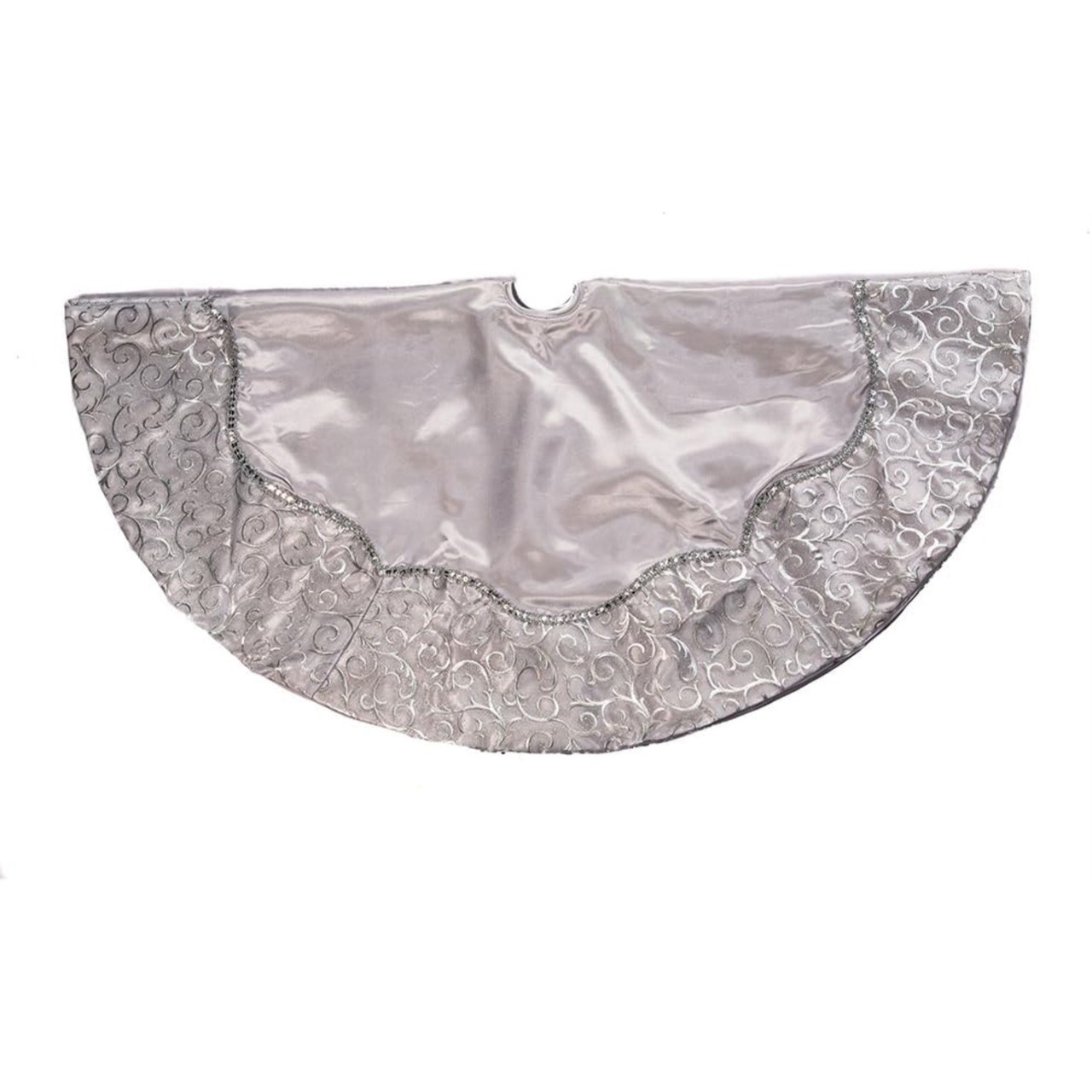 Kurt Adler 48-Inch Silver Satin Tree Skirt - Thumbnail 5