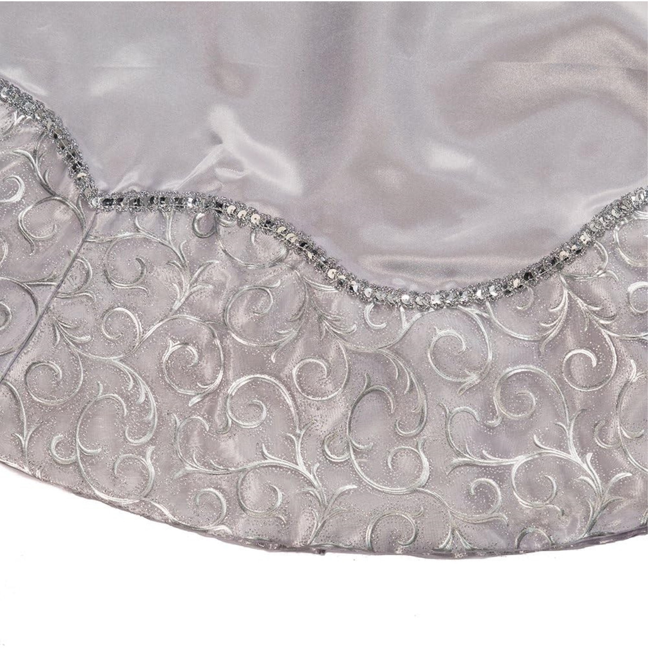 Kurt Adler 48-Inch Silver Satin Tree Skirt - Thumbnail 4