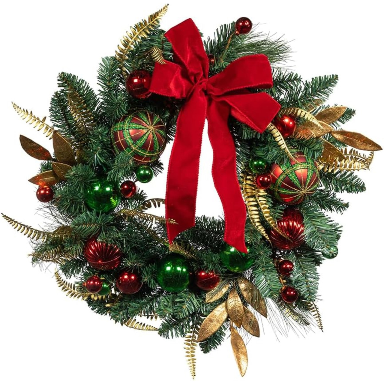 Kurt Adler 24-Inch Gold, Red and Green Ribbon Wreath - Thumbnail 4