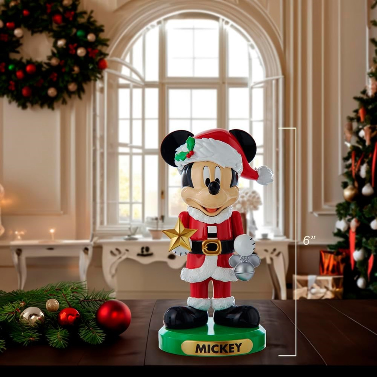 Kurt Adler Plastic Nutcrackers, Mickey Mouse Holding Gold Star & Silver Disney Ornament - Thumbnail 3