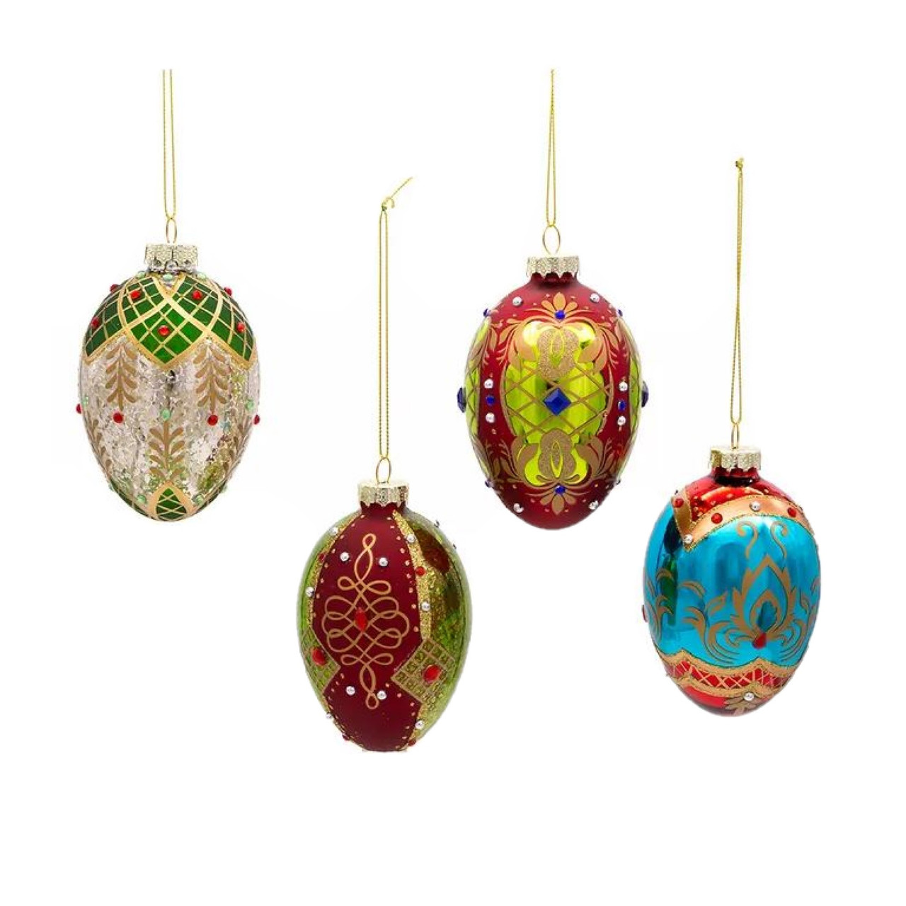 Kurt Adler Glass Ornaments for Christmas Tree, Decorative Eggs - Thumbnail 3