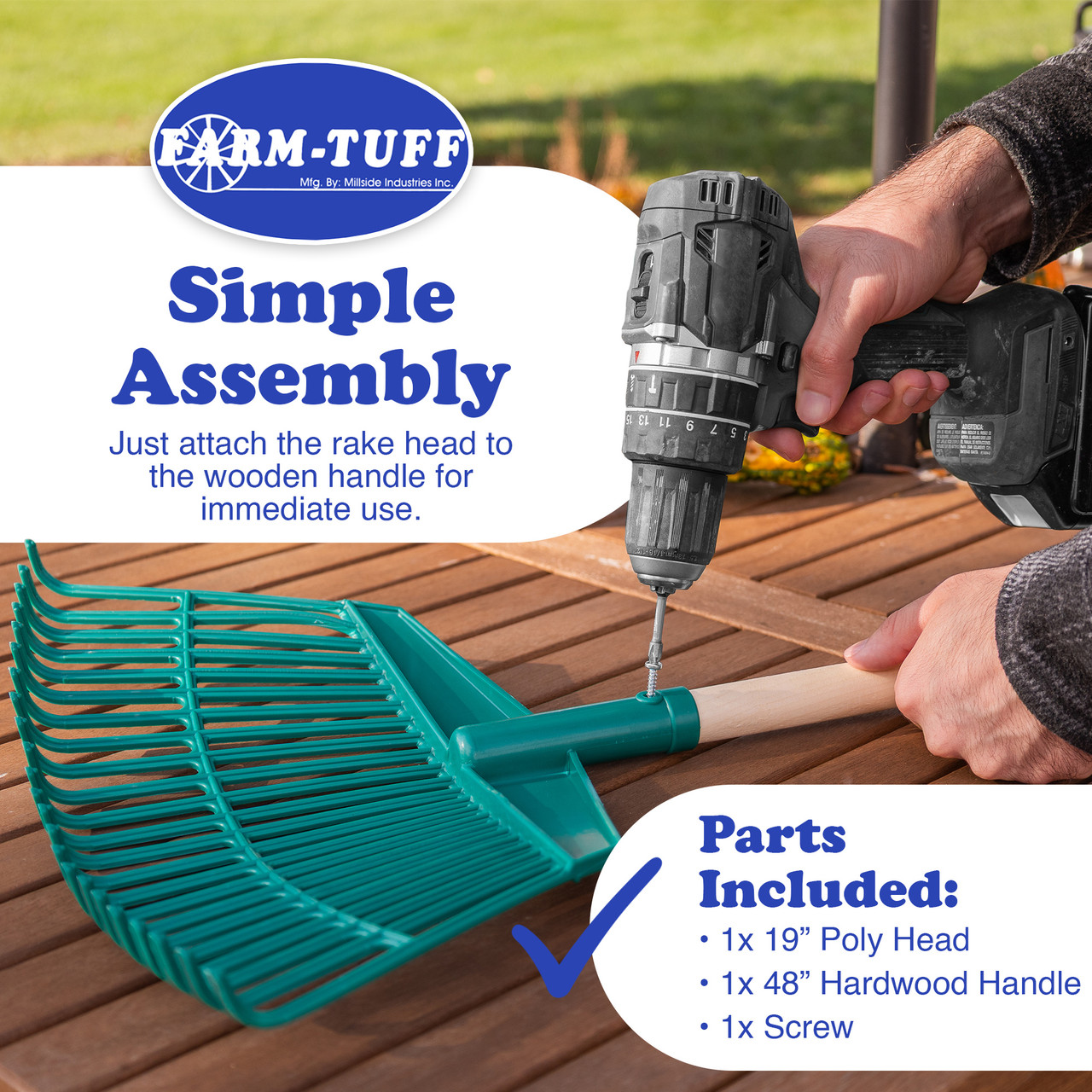 FARM-TUFF Hardwood Leaf & Garden Rake - Thumbnail 3
