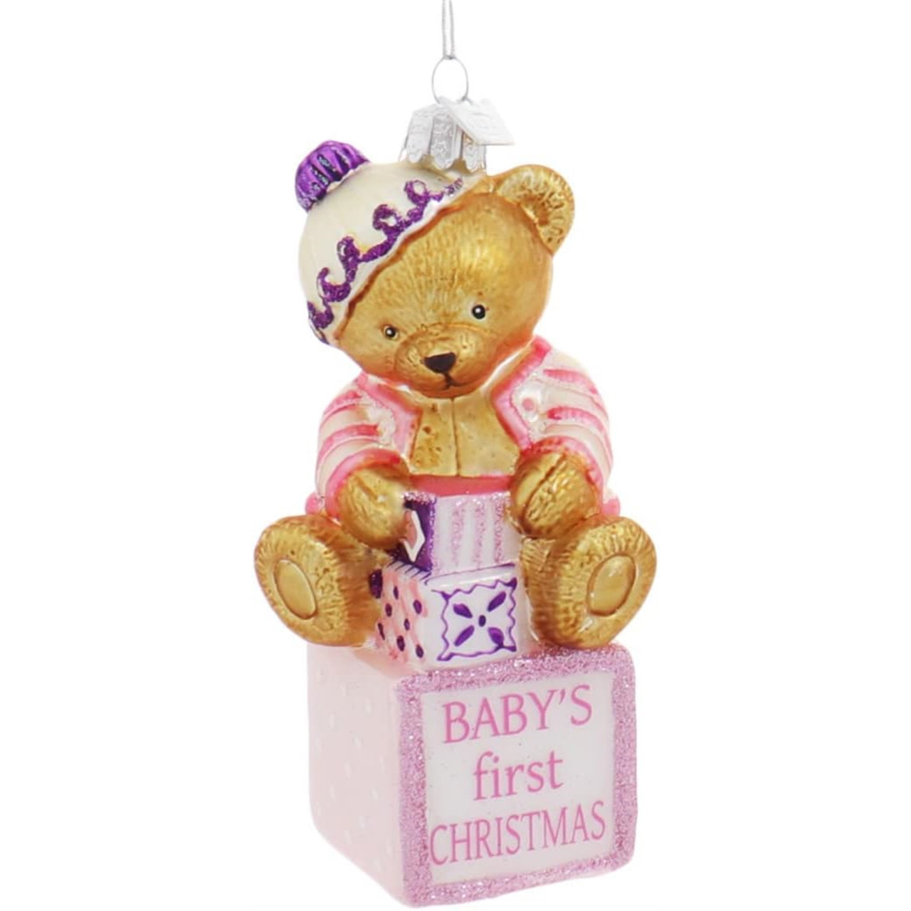 Kurt Adler Noble Gems Baby's First Christmas Baby Bears on Blocks - Thumbnail 3