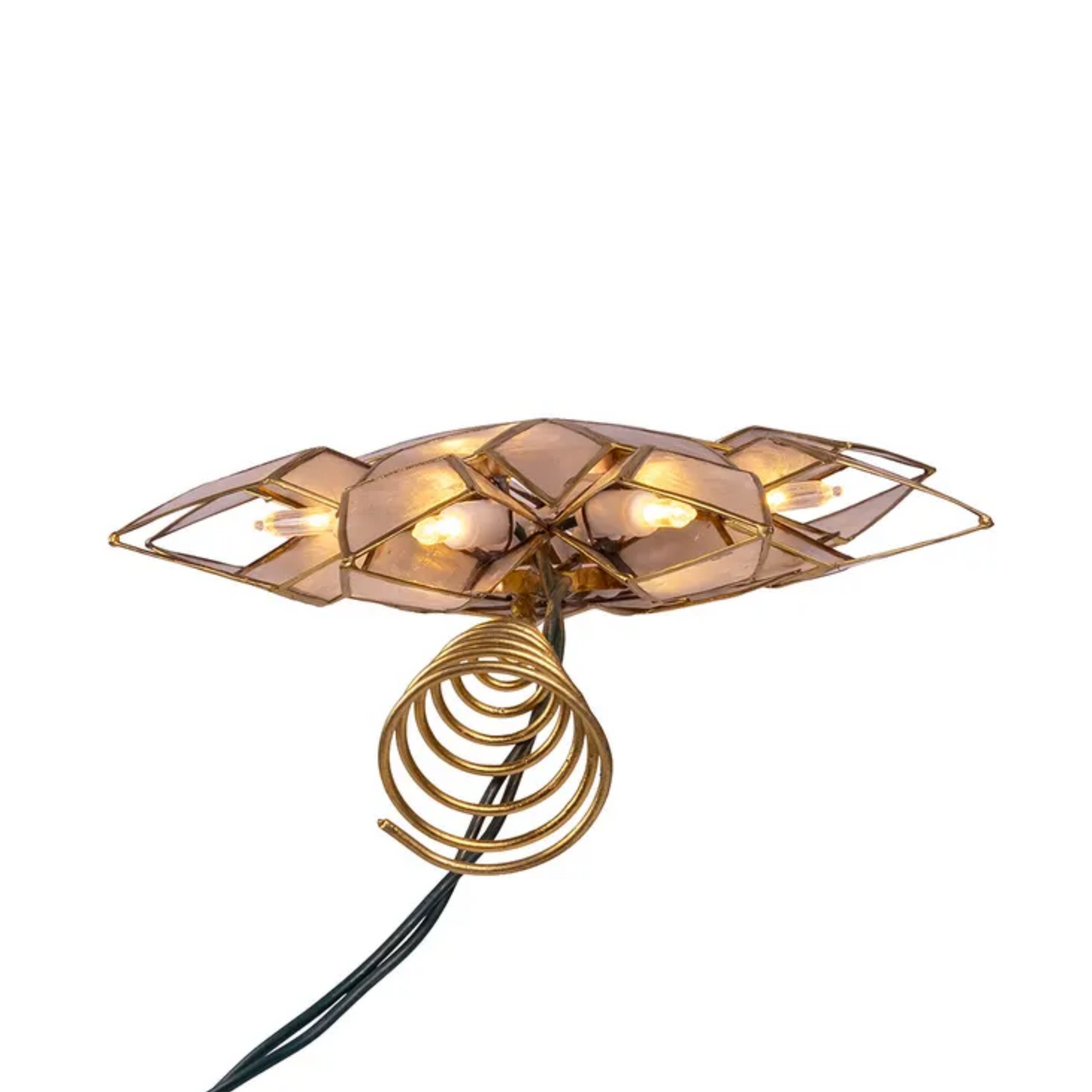 Kurt Adler 9.65-Inch UL 10-Light 8-Point Capiz Star Tree Topper - Thumbnail 5