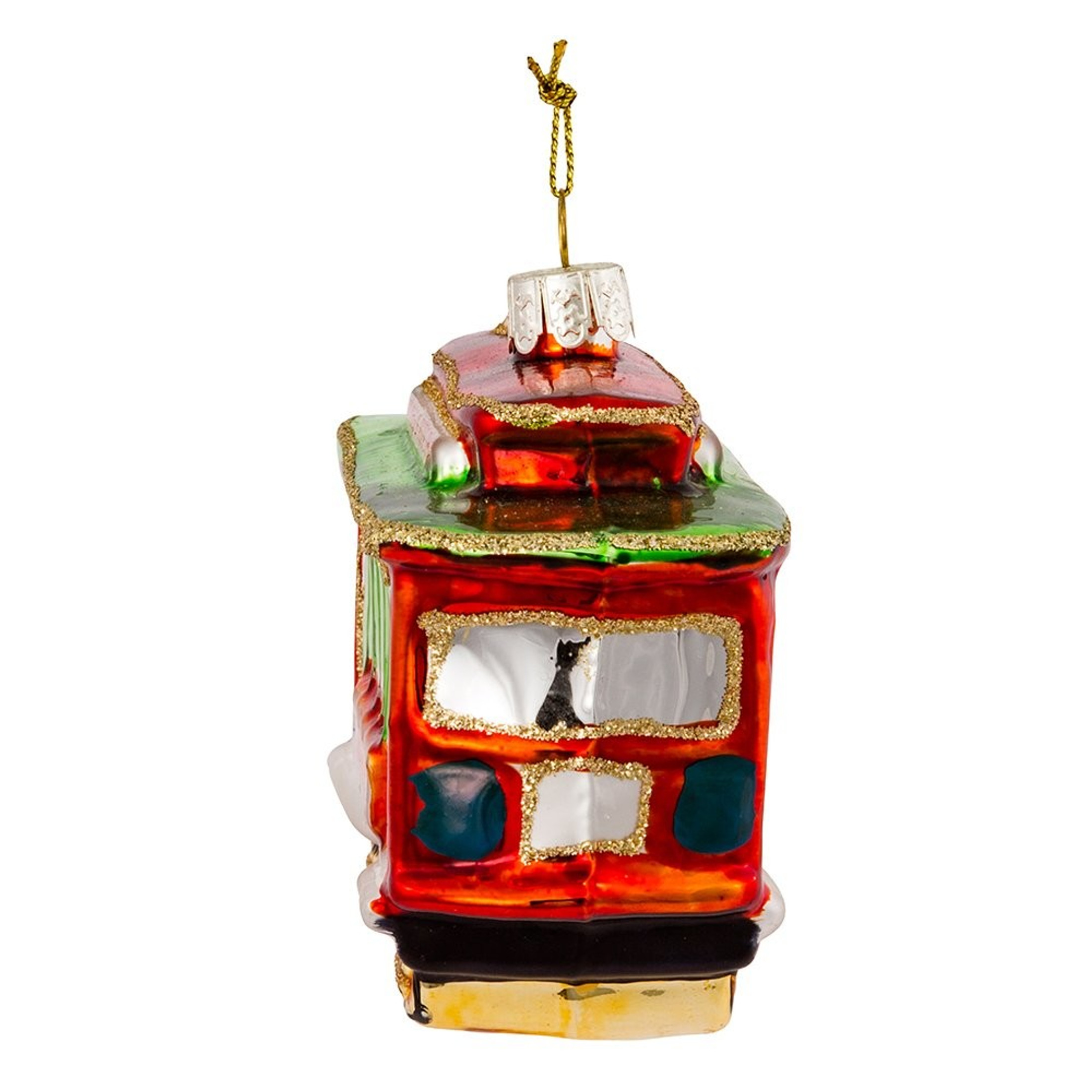 Kurt Adler Glass San Francisco Cable Car Ornament