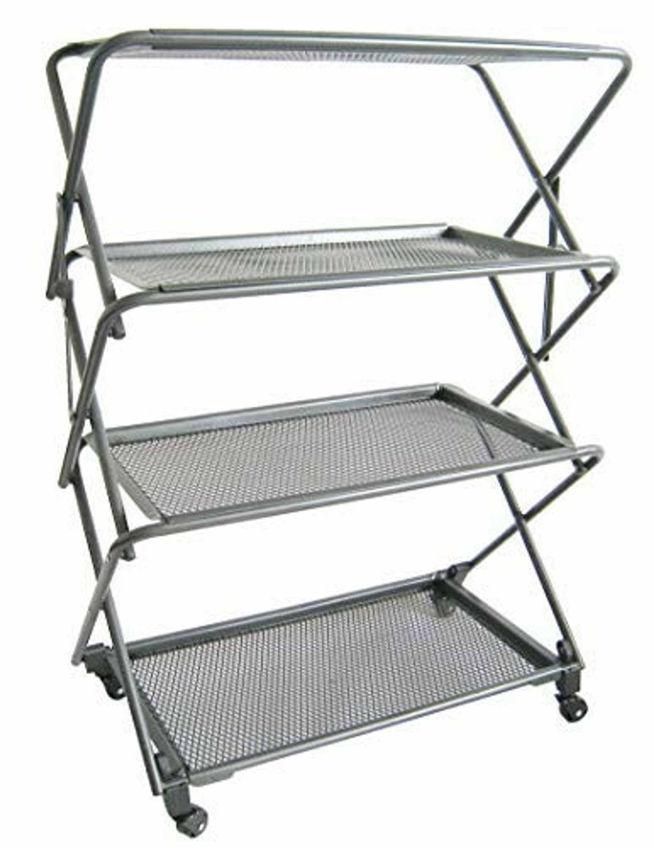 Zenithen Limited Four Shelf Folding Rack with Fold-Away Wheels