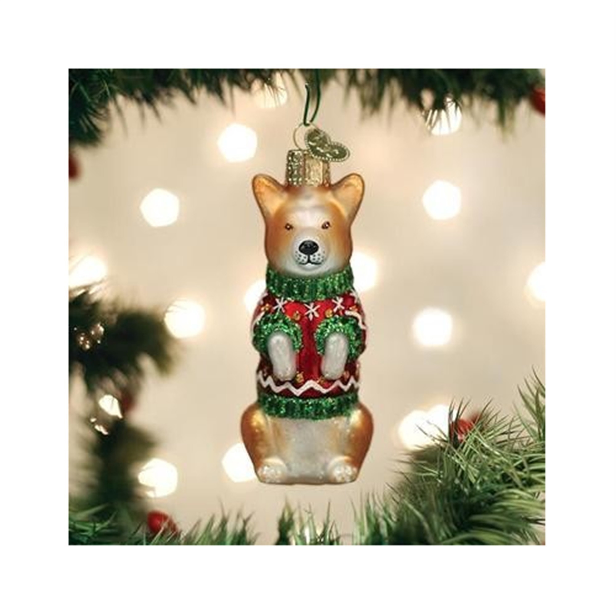 Old World Christmas Blown Glass Ornament for Christmas Tree, Corgi