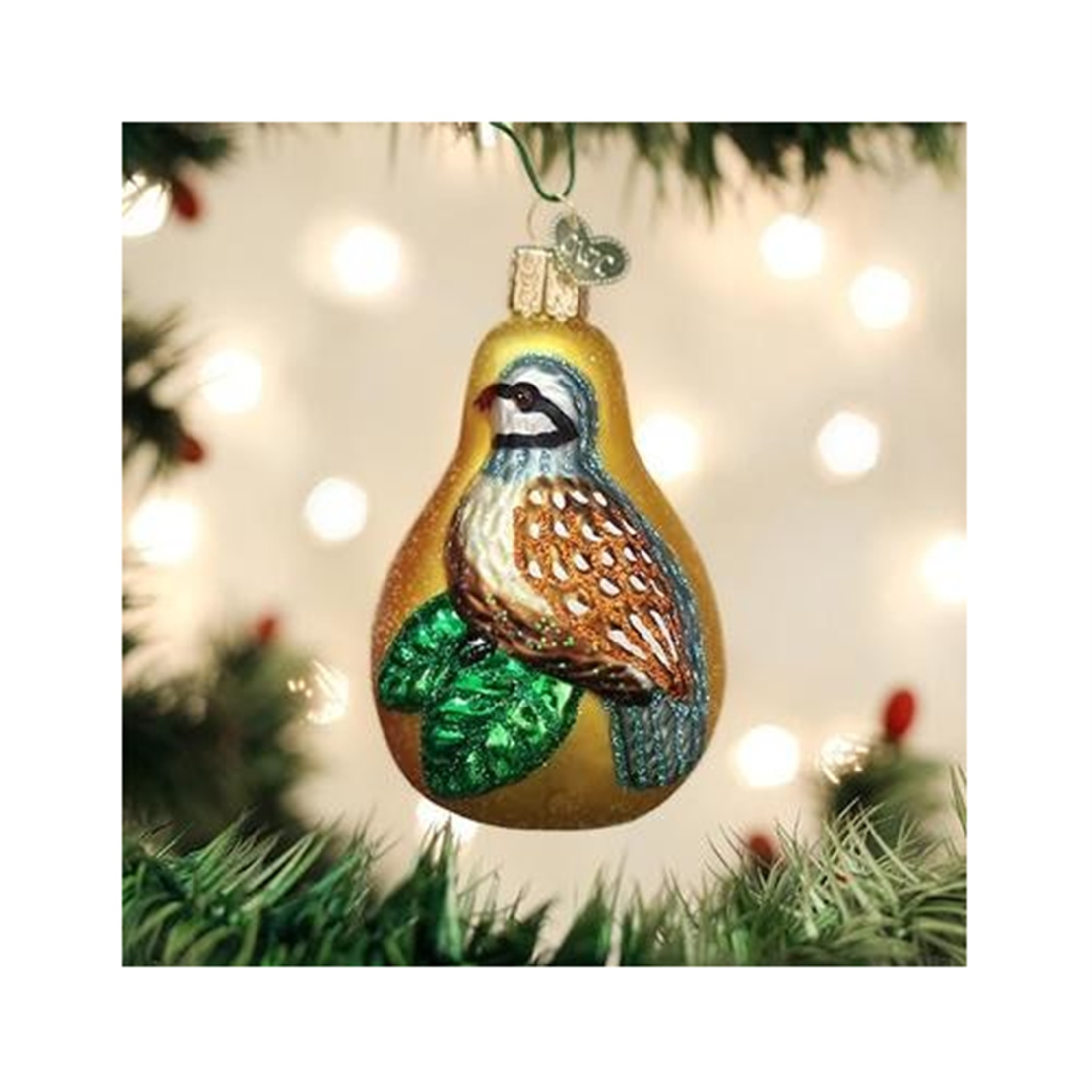 Old World Christmas Glass Blown Christmas Ornament, Partridge in A Pear Tree (With OWC Gift Box)