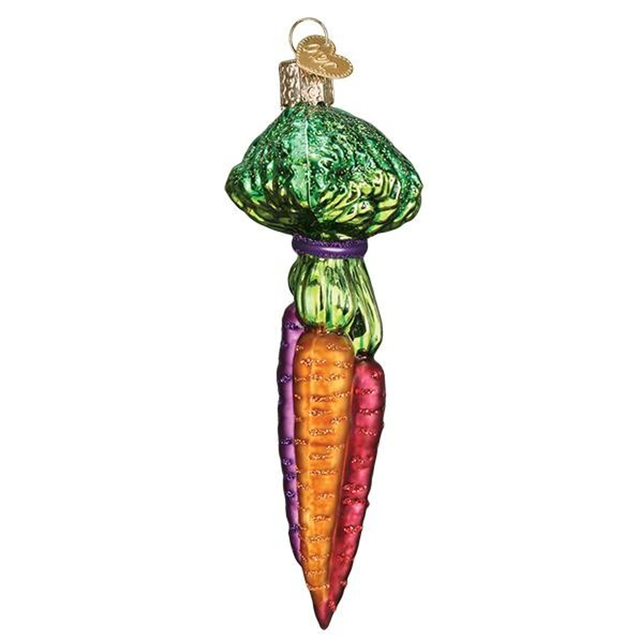 Old World Christmas Glass Blown Ornament, Rainbow Carrots (With OWC Gift Box)