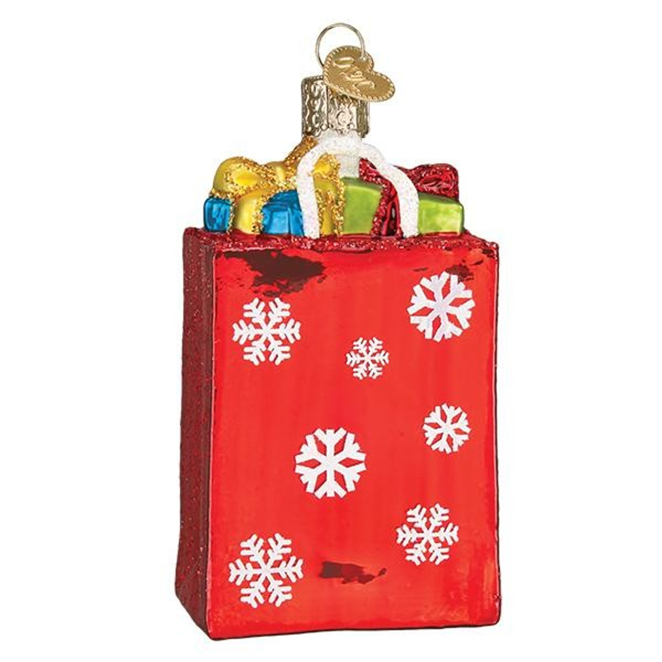Old World Christmas Glass Blown Tree Ornament, Holiday Shopping Bag (With OWC Gift Box)
