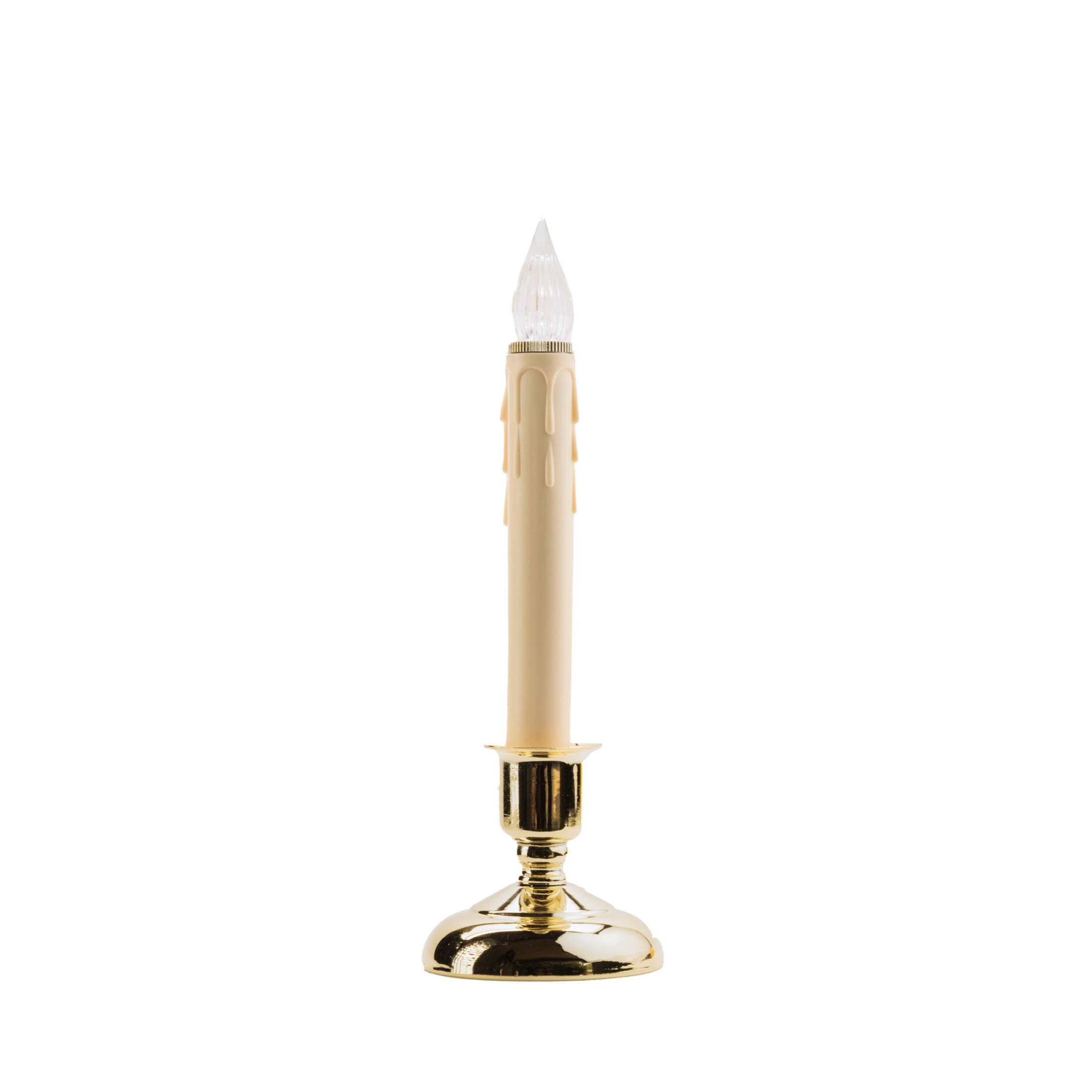 IMC Cape Cod B/O LED Window Candle w/ Timer, Wax Drip, Brass, 9.5"  (Qty 1)