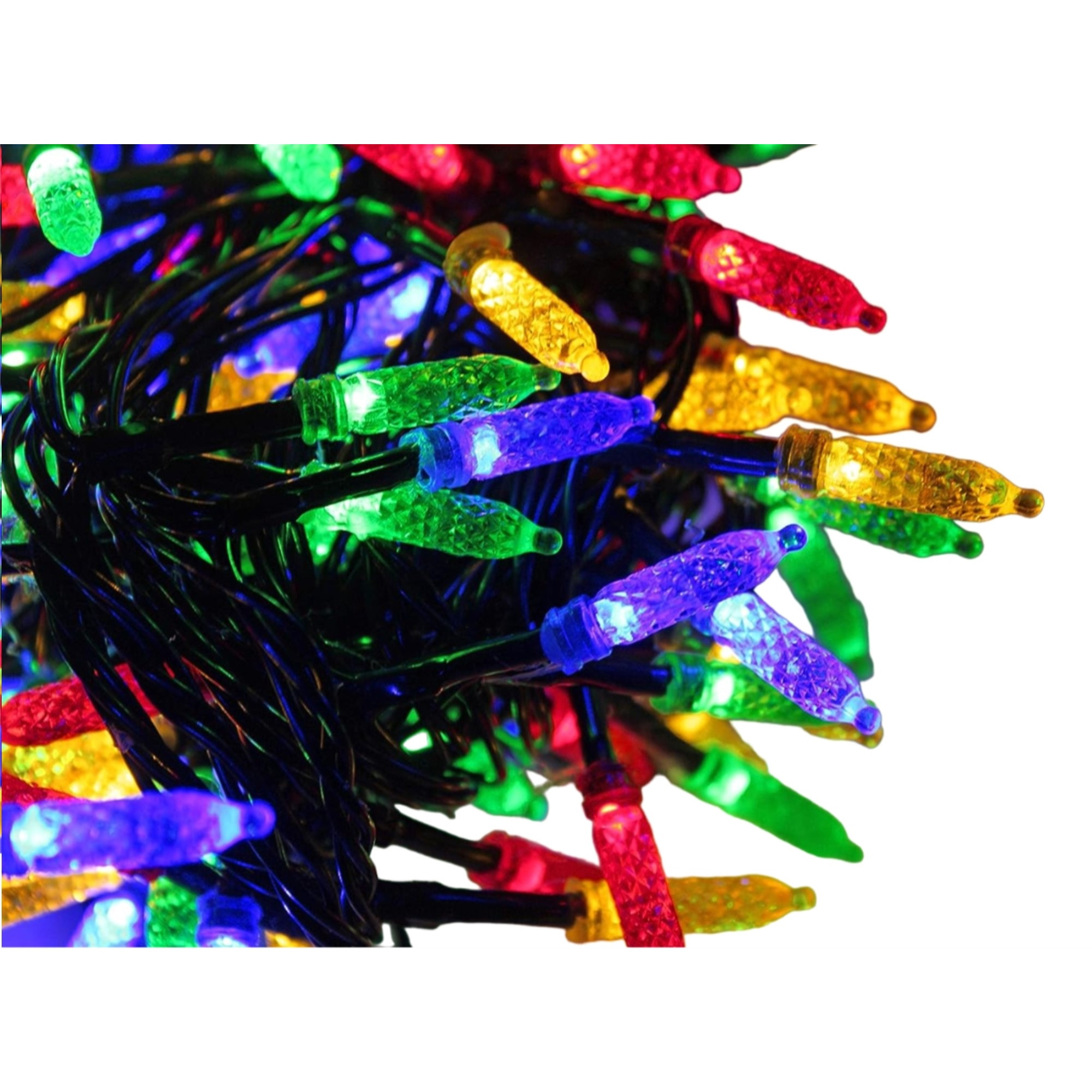 ProductWorks Indoor/Outdoor 150 Faceted LED-Mini Bulbs String Light Set with 8-Function Controller, Multicolored, 36ft