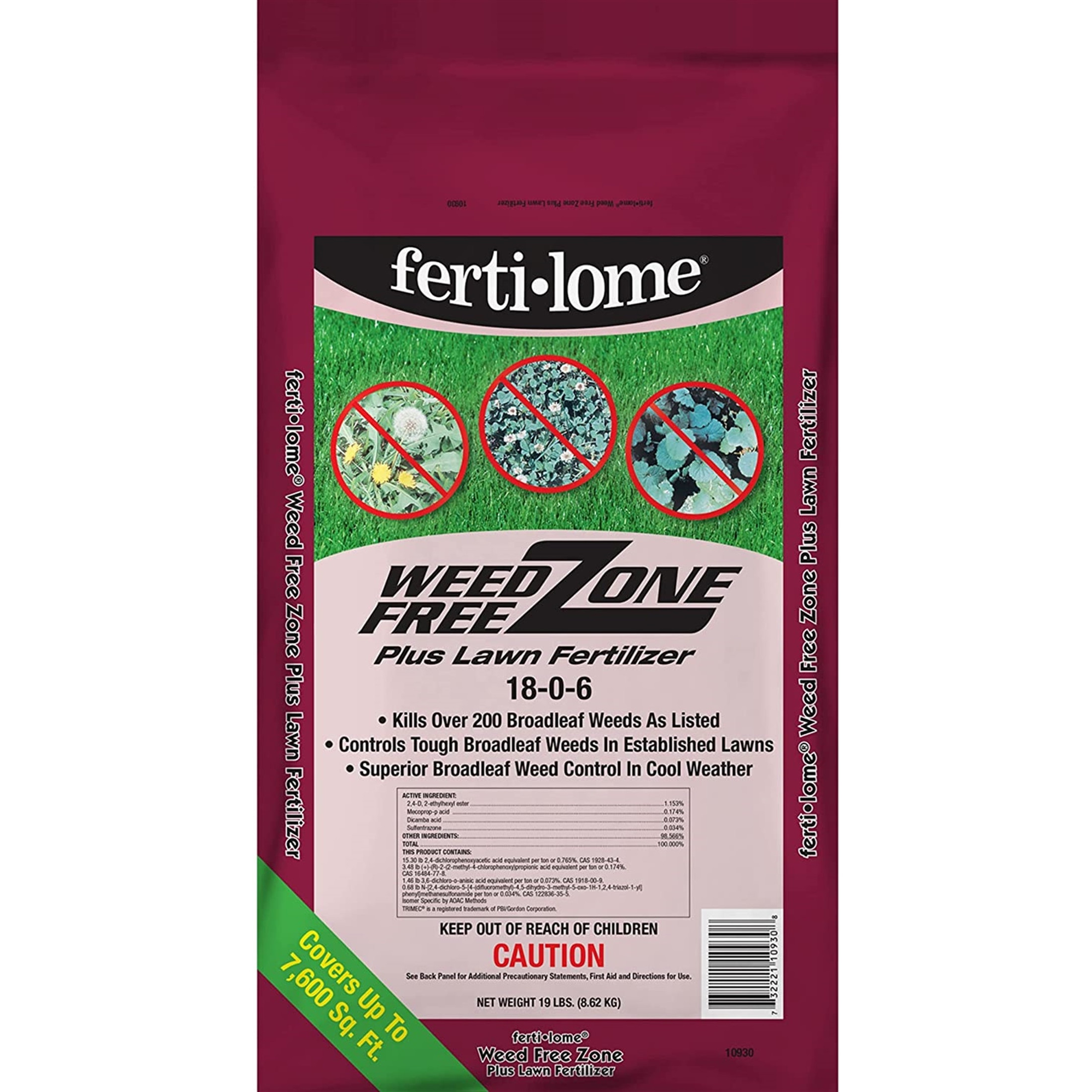 Fertilome Weed Free Zone Plus Lawn Fertilizer 18-0-6, 19 lbs