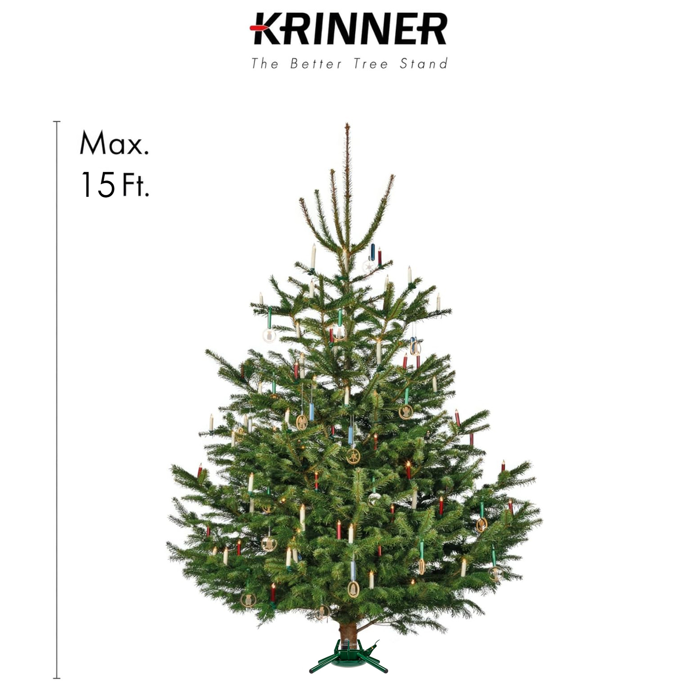 KRINNER Tree Genie Green Christmas Tree Stand, Steel - Foot Pedal Setup for 15 Foot Trees