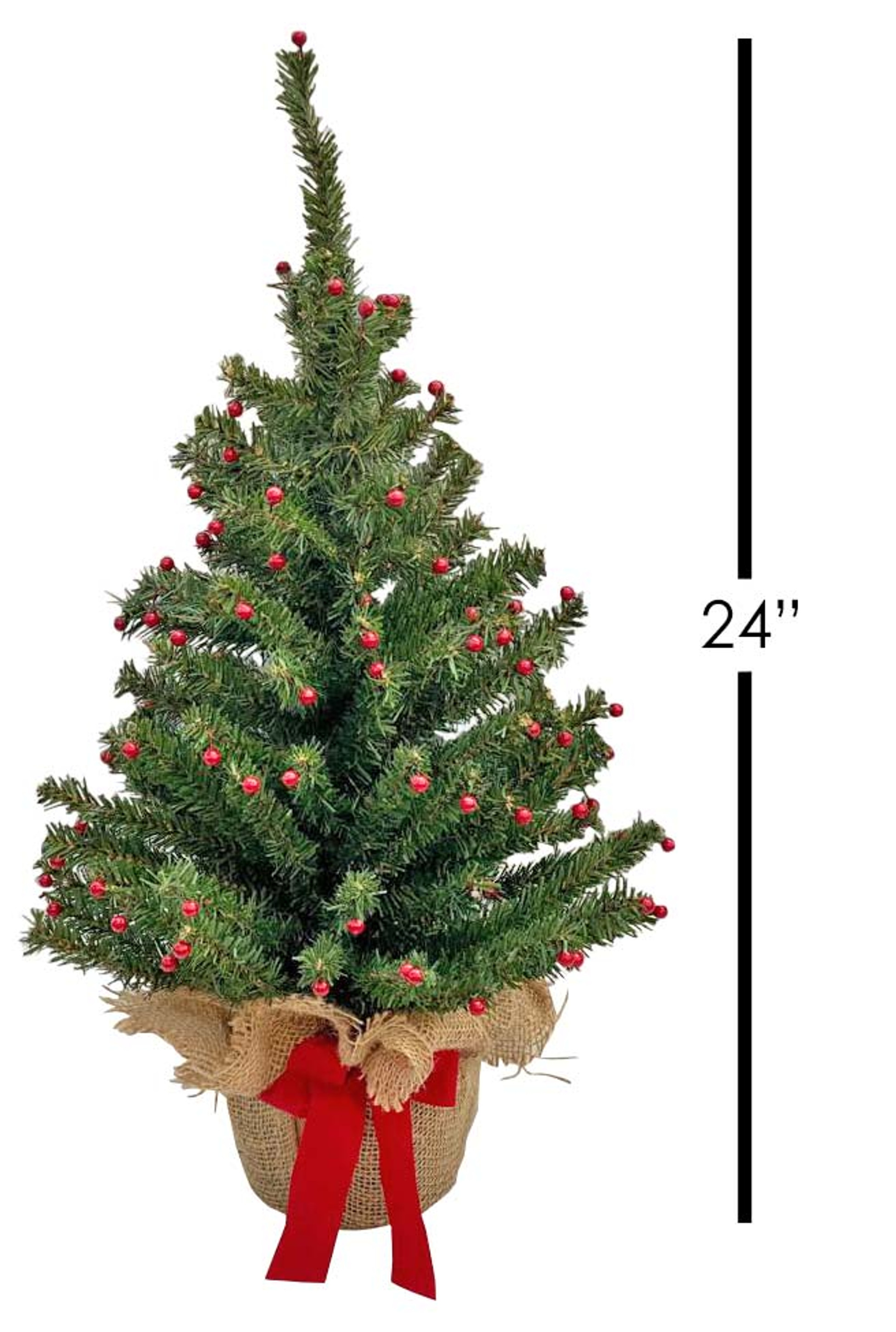 Good Tidings Norway Artificial Christmas Tree with Berries, Green, 24"