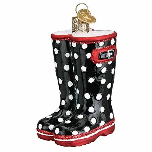 Old World Christmas Glass Blown Ornament, Rubber Boots (With OWC Gift Box)
