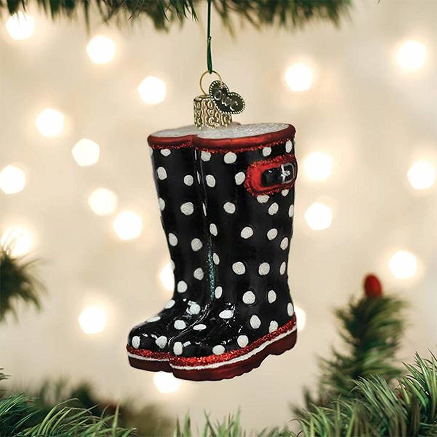 Old World Christmas Glass Blown Ornament, Rubber Boots (With OWC Gift Box)