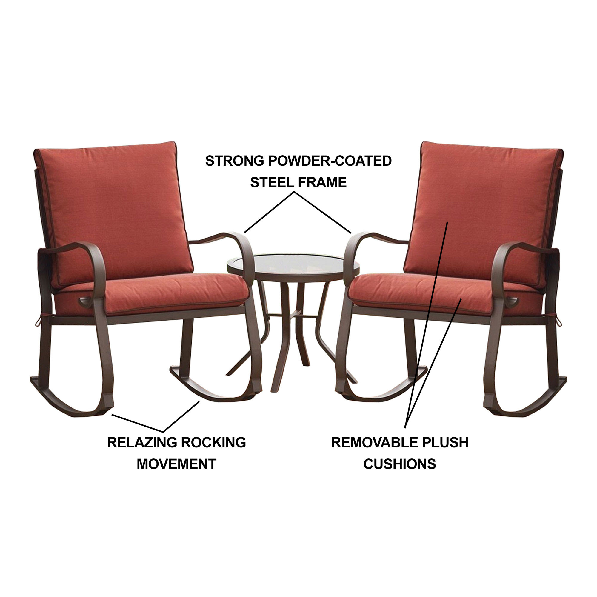 Bond Manufacturing Company Four Seasons Rocking Bistro Outdoor Patio Furniture Set, 3 Piece