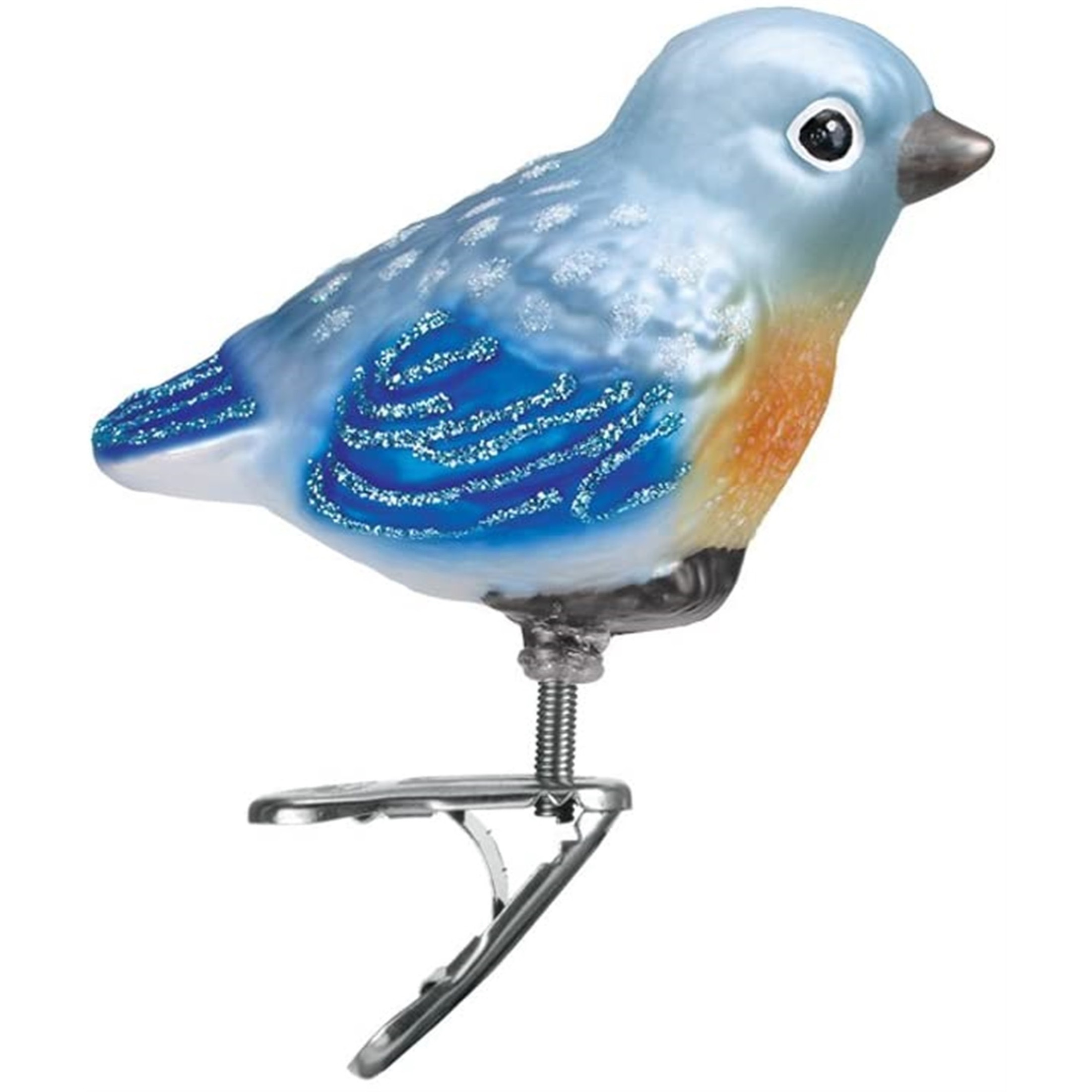 Old World Christmas Glass Blown Christmas Clip On Ornament, Baby Bluebird (With OWC Gift Box)