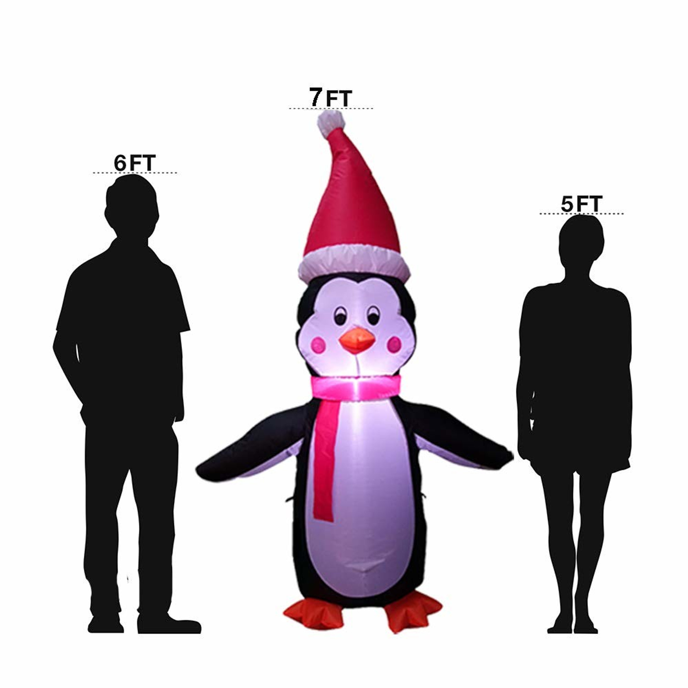 ProductWorks 7-Foot Candy Cane Lane Inflatable Penguin Outdoor Holiday Display