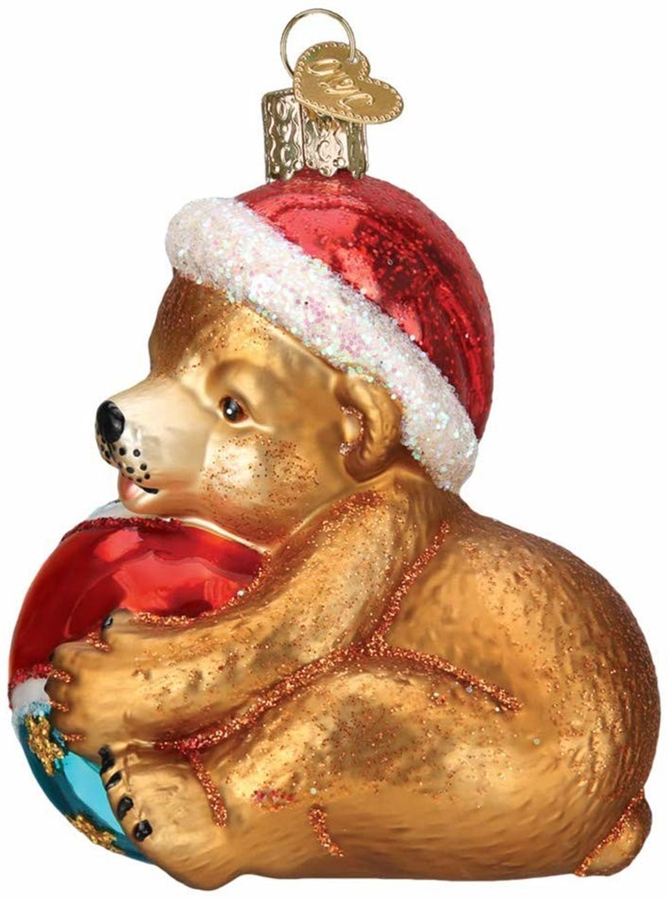 Old World Christmas Glass Blown Ornament, Playful Cub (With OWC Gift Box)