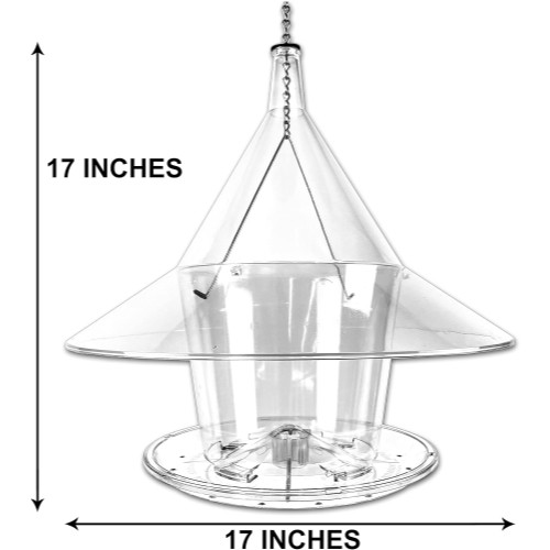 Arundale Sky Cafe Wild Bird Feeder — Clear Squirrel-Proof Dome, Large Seed Capacity, 17" D
