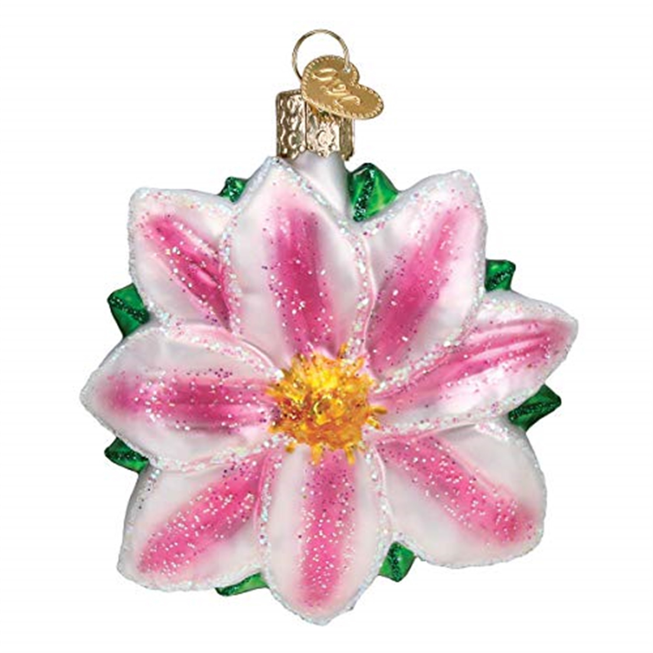 Old World Christmas Glass Blown Ornament, Clematis (With OWC Gift Box)