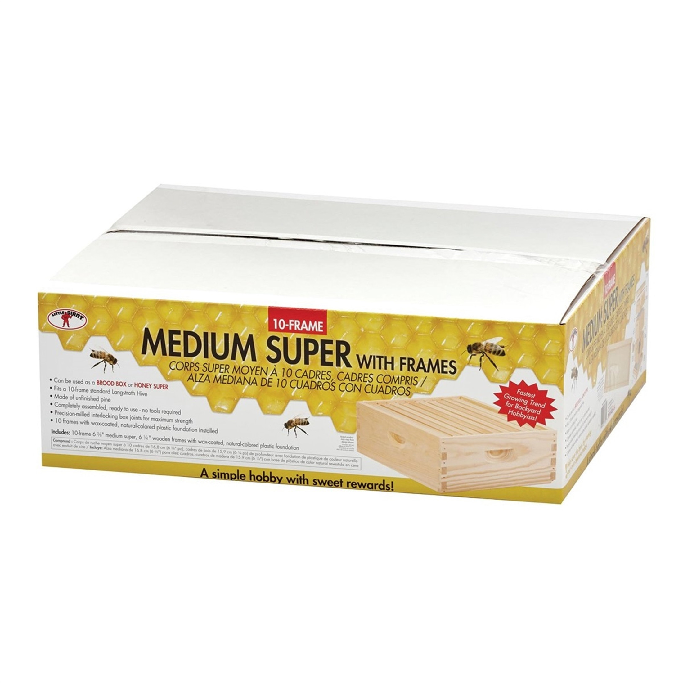 Little Giant 10-Frame Medium Super Beehive Body with Frames for Beekeeping Little Giant 10-Frame Medium Super Beehive Body with Frames for Beekeeping