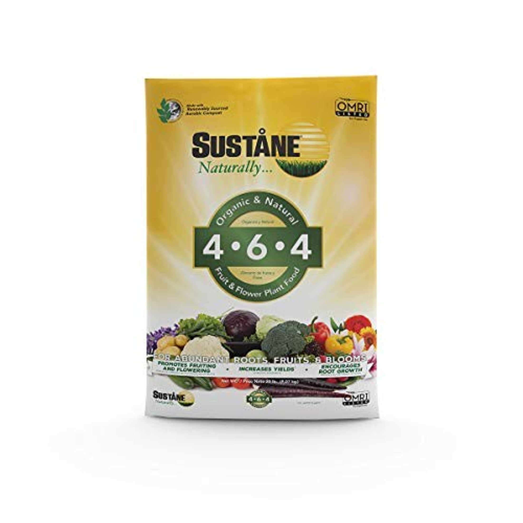 Sustane 4-6-4 Organic & Natural Fruit & Flower Plant Food Fertilizer- 20 lb