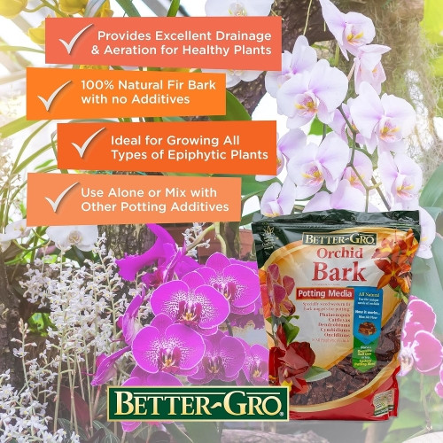 Better Gro Orchid Bark — Premium Western Fir Bark Mix for Orchids & Ornamentals, 4qt
