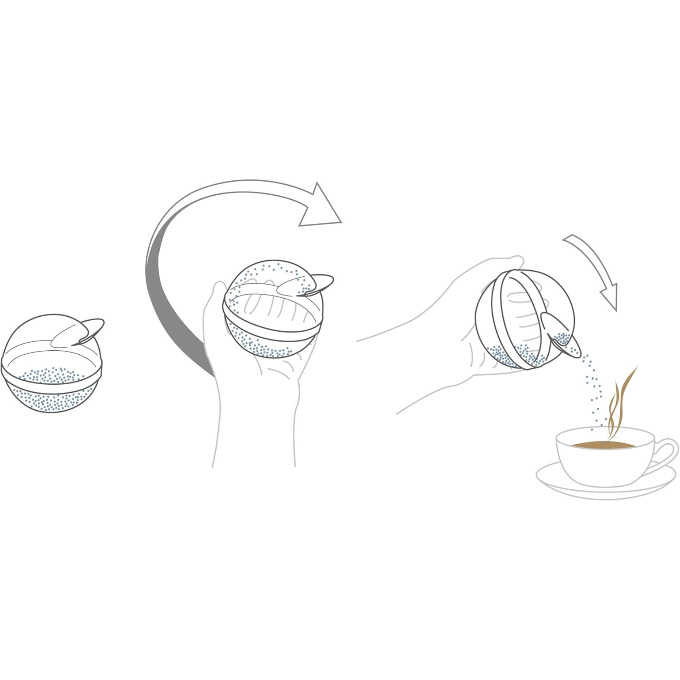 XXD Dosis Stainless Steel Sugar Dispenser Ball with Dish, 3.75" XXD Dosis Stainless Steel Sugar Dispenser Ball with Dish, 3.75"