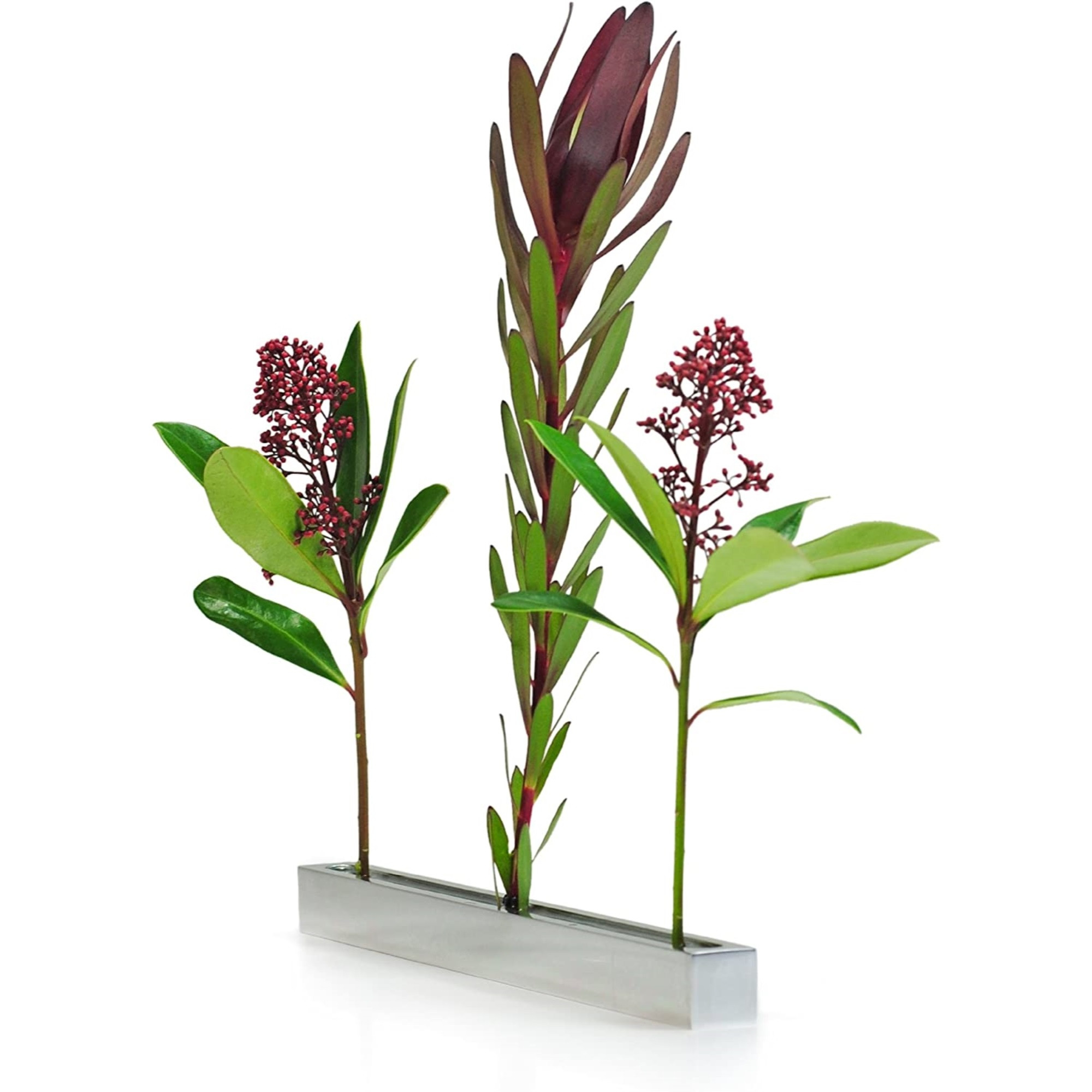 XXD Boulevard Blumenallee Polished Aluminum Flower Vase – Modern Floating Stem Design, 11.6"