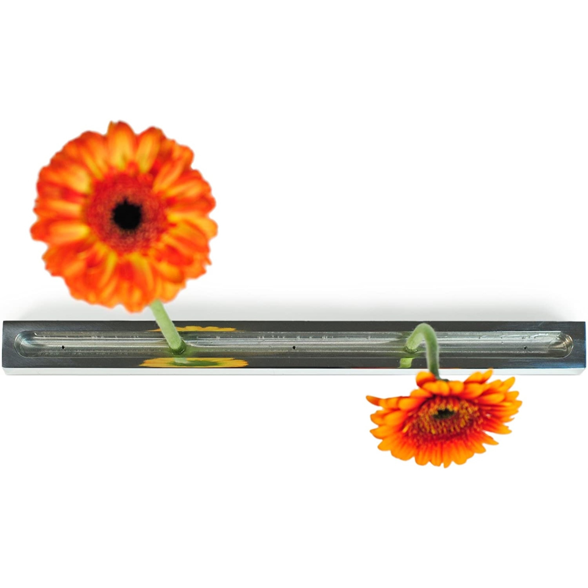 XXD Boulevard Blumenallee Polished Aluminum Flower Vase – Modern Floating Stem Design, 11.6"