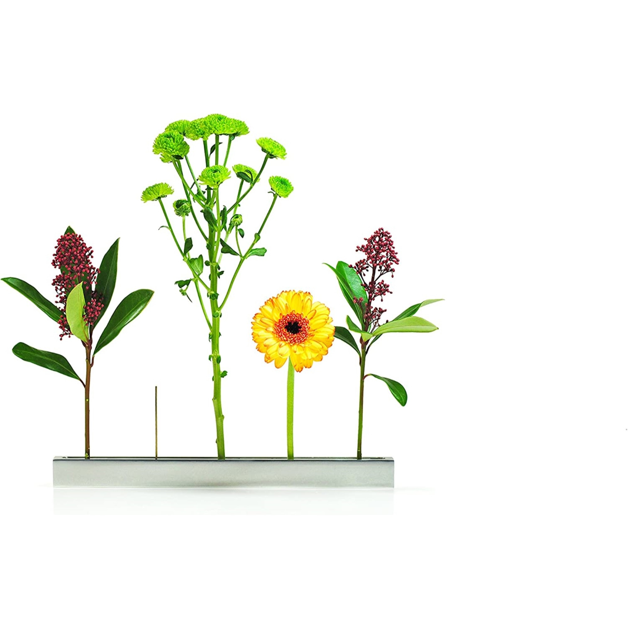 XXD Boulevard Blumenallee Polished Aluminum Flower Vase – Modern Floating Stem Design, 11.6"