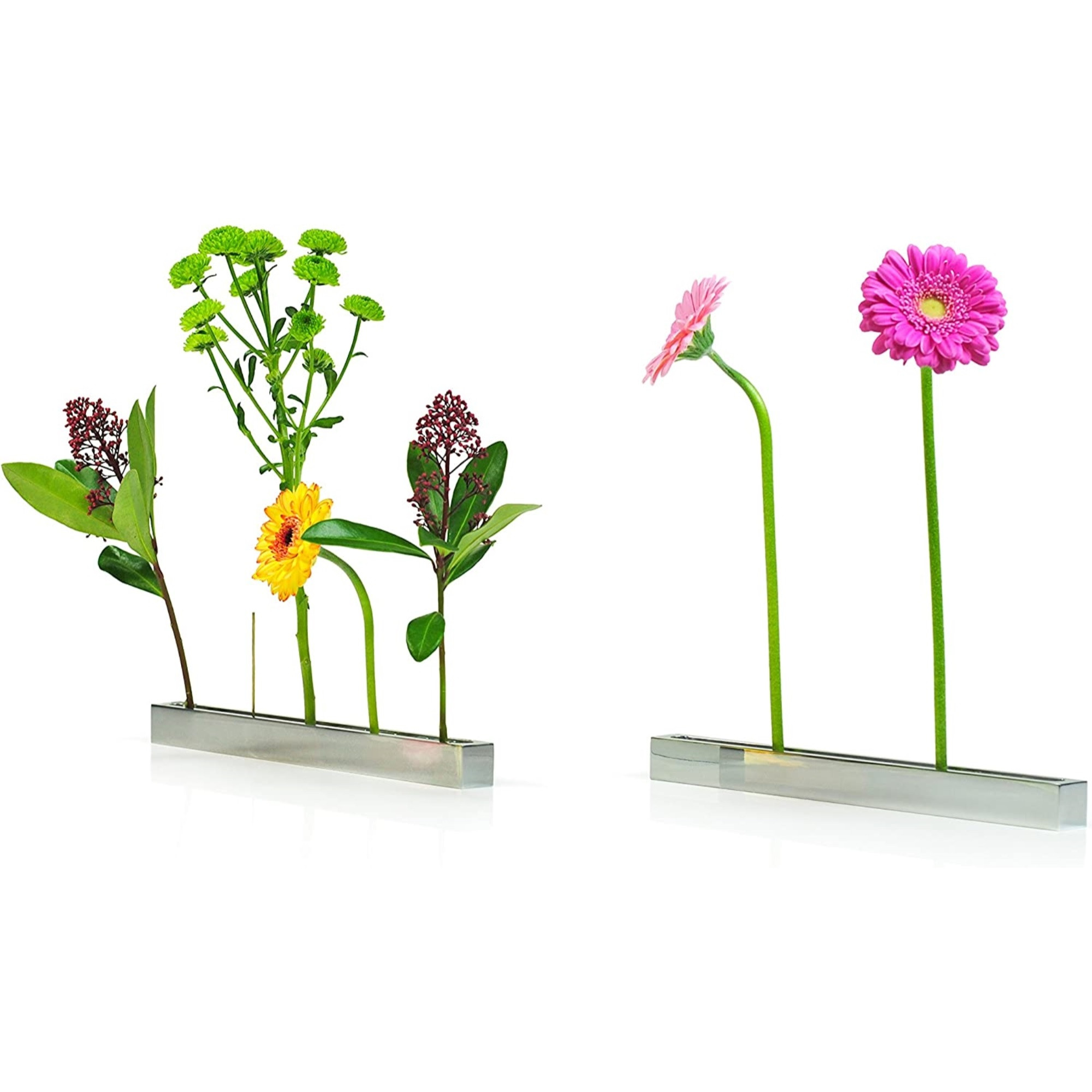 XXD Boulevard Blumenallee Polished Aluminum Flower Vase – Modern Floating Stem Design, 11.6"