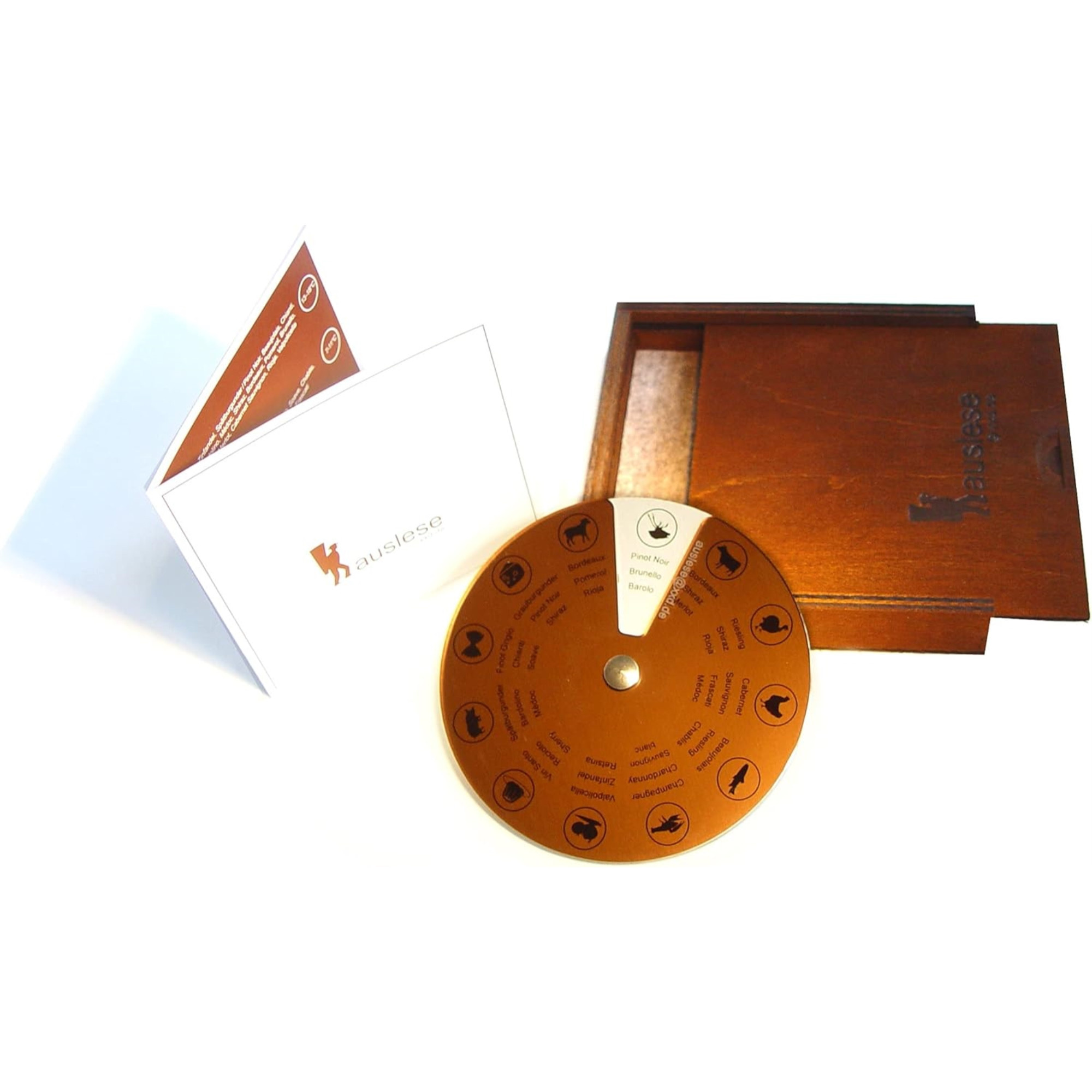 XXD Auslese Acrylic Sommelier Wine Compass with Wooden Storage Box for Dinner Pairings