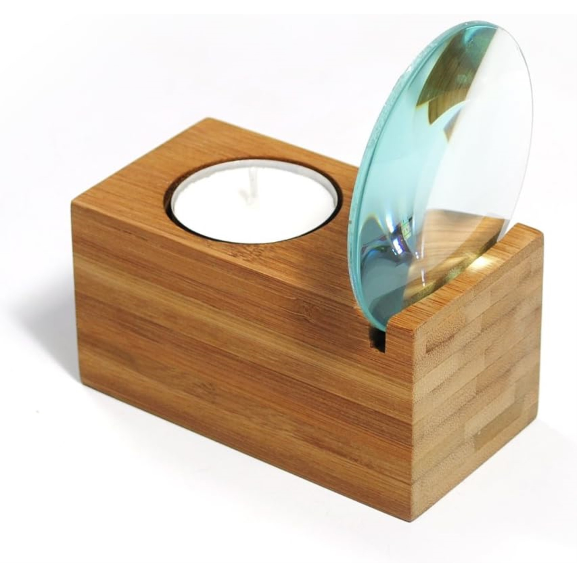 XXD Zoom Bamboo Tea Light Candle Holder – Natural Wood Finish with Magnifier Effect – Wall Mount or Tabletop Use XXD Zoom Bamboo Tea Light Candle Holder – Natural Wood Finish with Magnifier Effect – Wall Mount or Tabletop Use