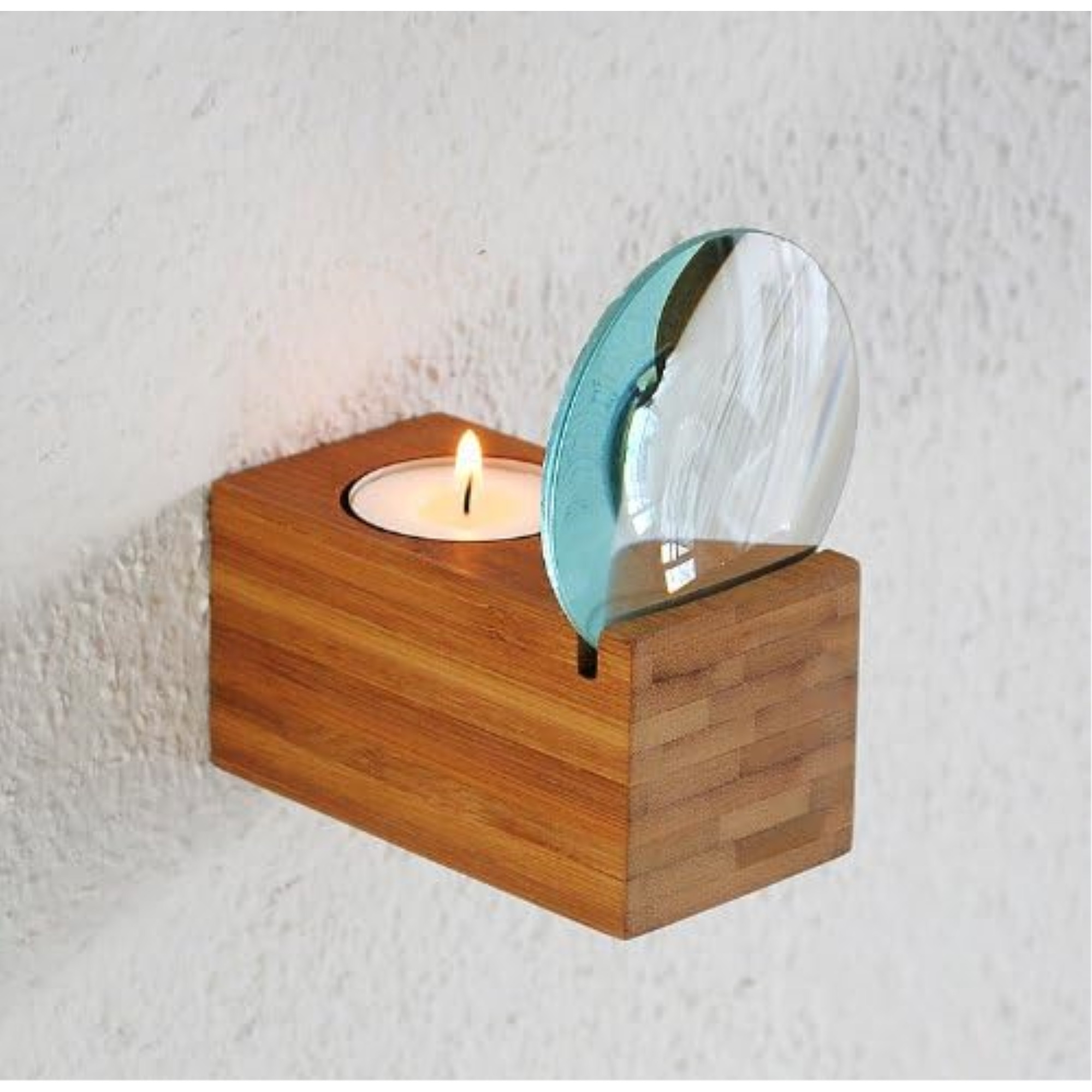 XXD Zoom Bamboo Tea Light Candle Holder – Natural Wood Finish – Magnifier Effect, Wall or Tabletop