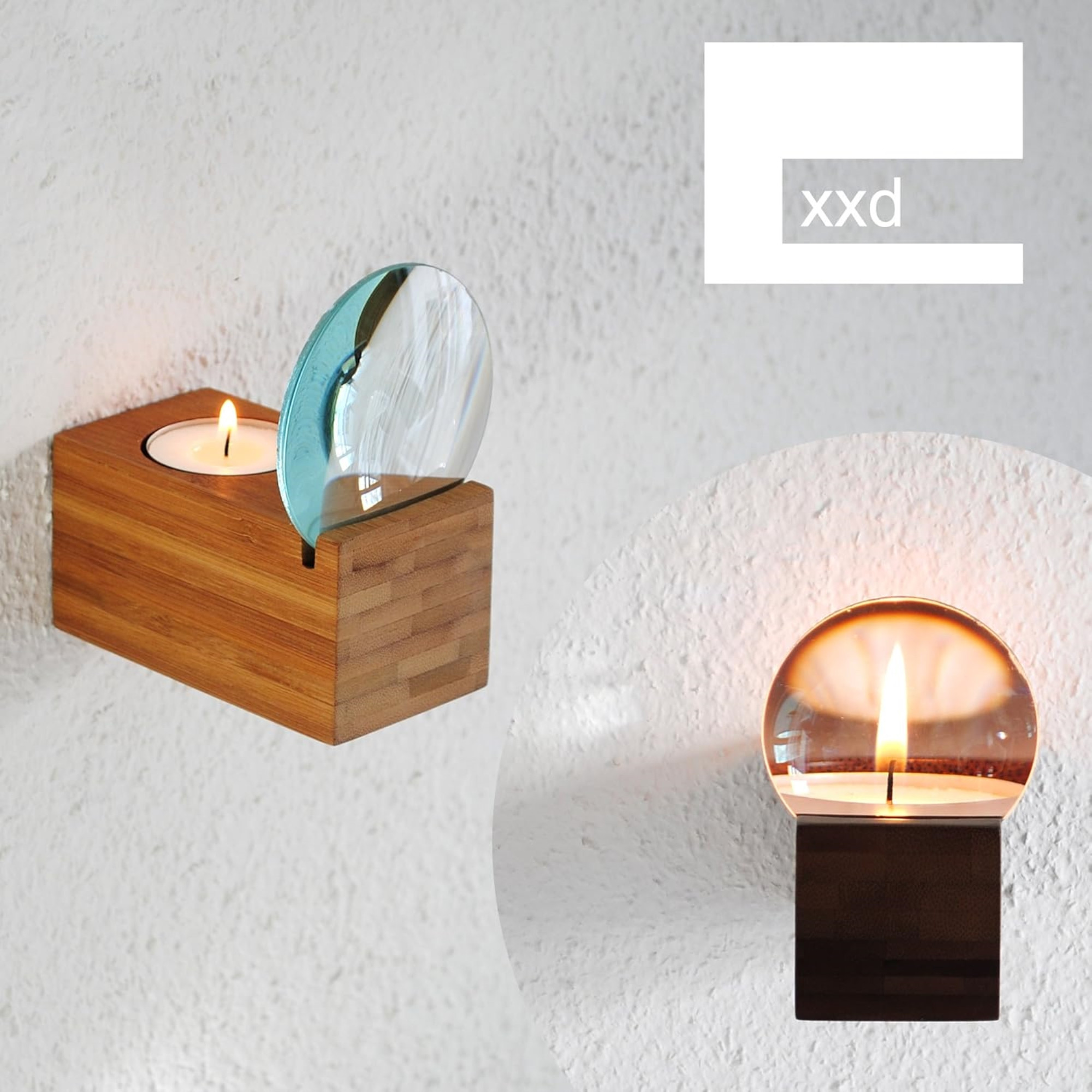 XXD Zoom Bamboo Tea Light Candle Holder – Natural Wood Finish – Magnifier Effect, Wall or Tabletop