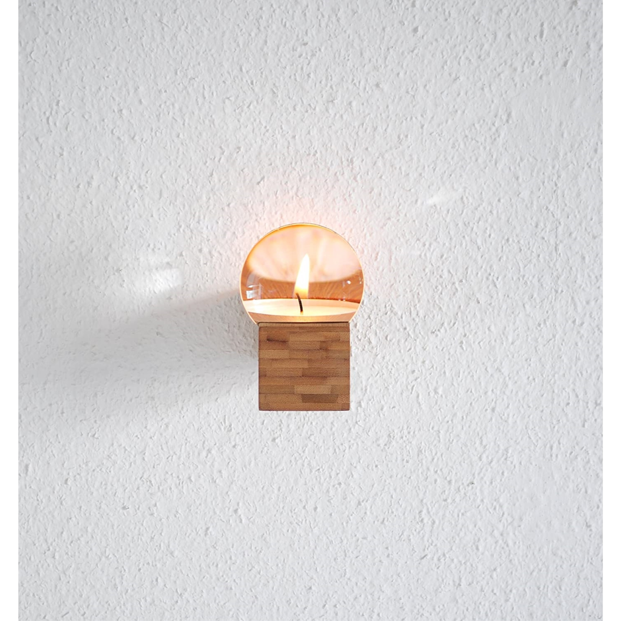 XXD Zoom Bamboo Tea Light Candle Holder – Natural Wood Finish – Magnifier Effect, Wall or Tabletop