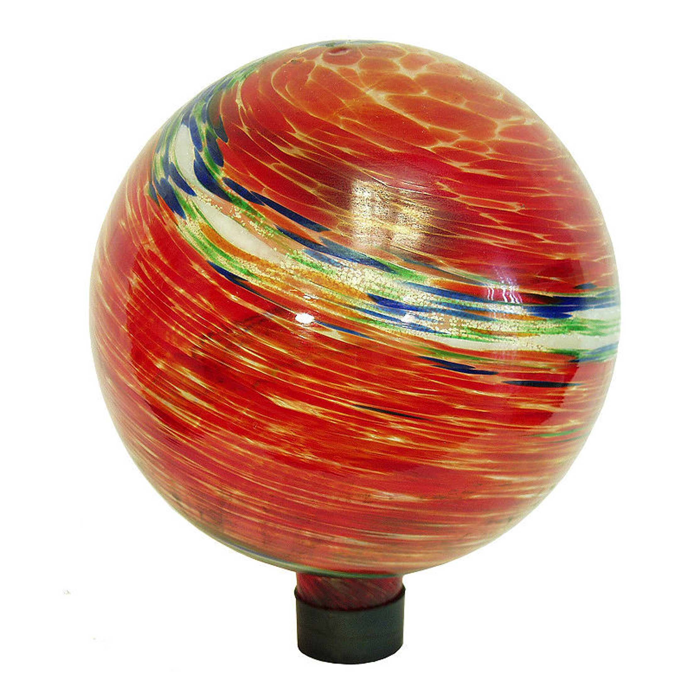 Echo Valley Gazing Globe Illuminarie, Red Swirl, 10 Inch