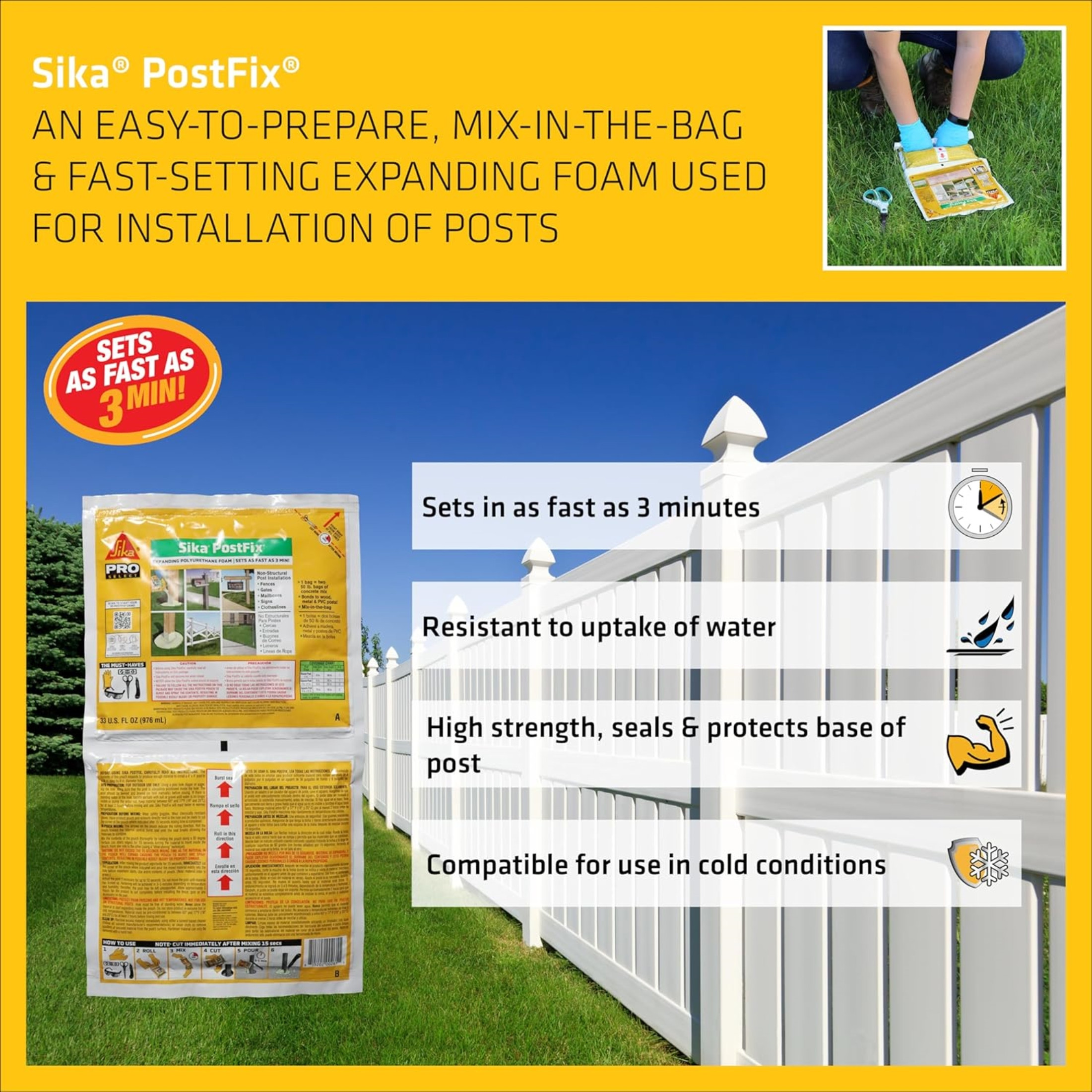 Sika PostFix Mix-in-Bag Fence Post Mix, 33 fl. oz. Sika PostFix Mix-in-Bag Fence Post Mix, 33 fl. oz.
