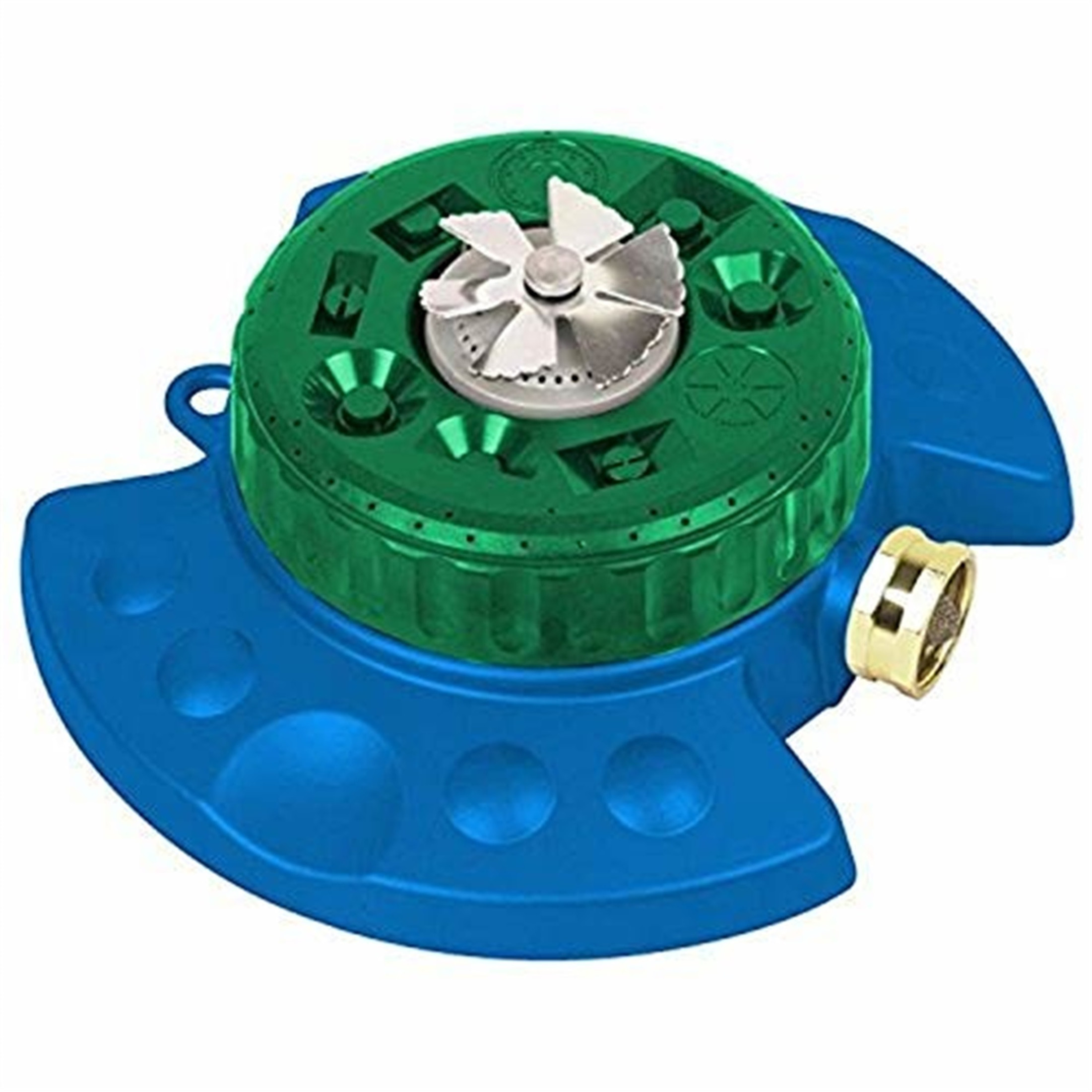 Gardener Select Adjustable 9-Pattern Turret Sprinkler, Green/Blue Gardener Select Adjustable 9-Pattern Turret Sprinkler, Green/Blue