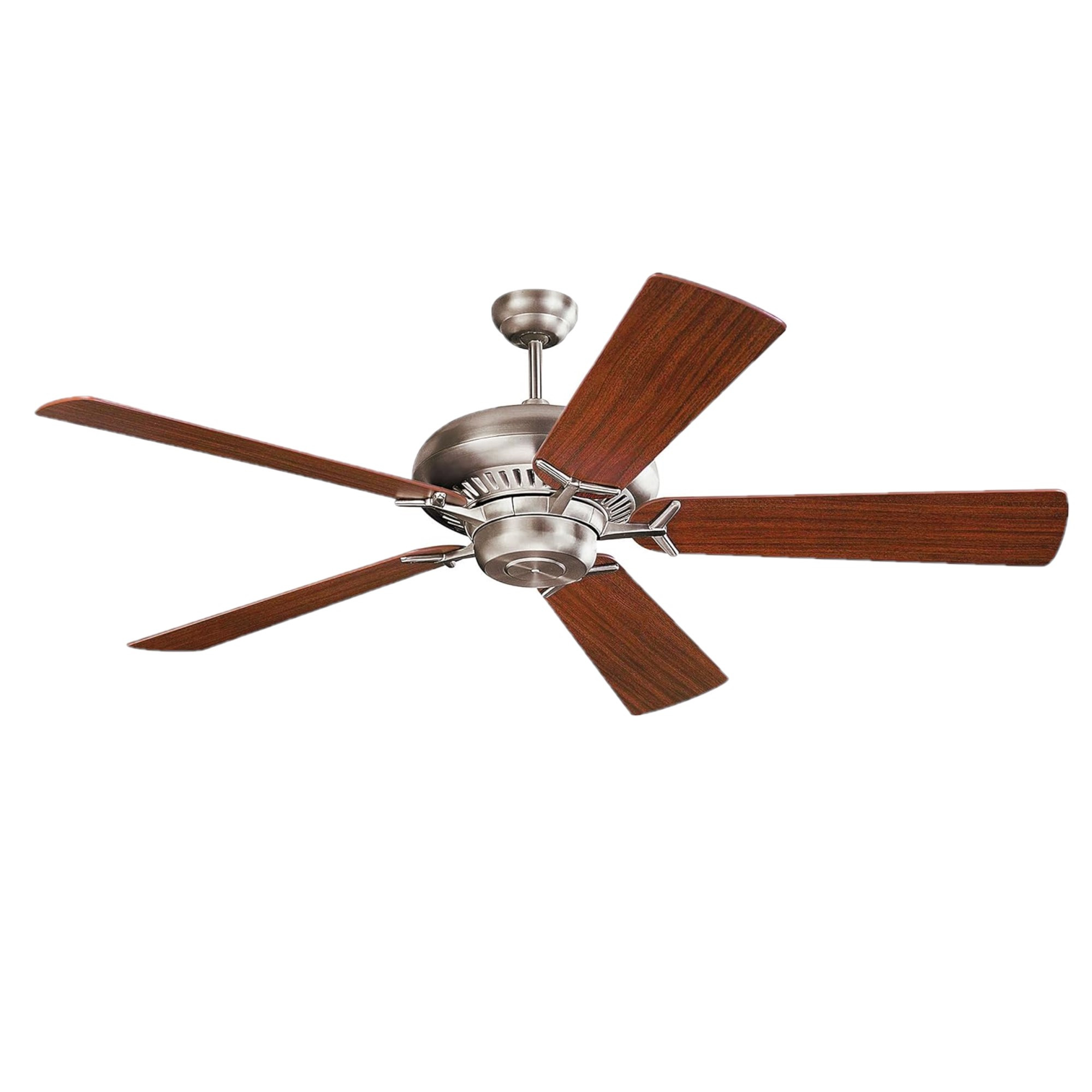 Monte Carlo Grand Prix Ceiling Fan, Reversible MotorBrushed Steel, Mahogany Blades, 60"