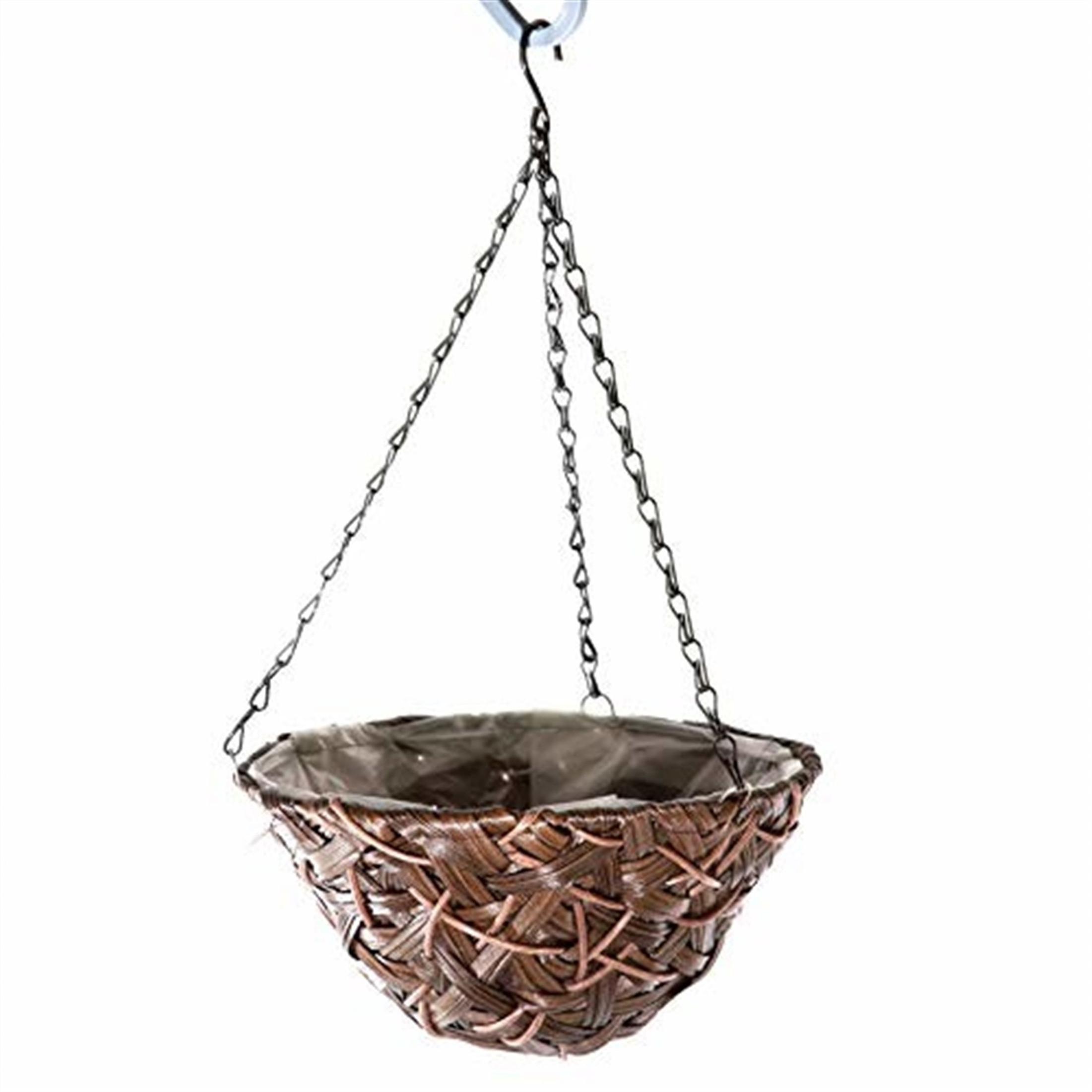 Gardener's Select  Round Woven Plastic Wicker Hanging Basket, Brown